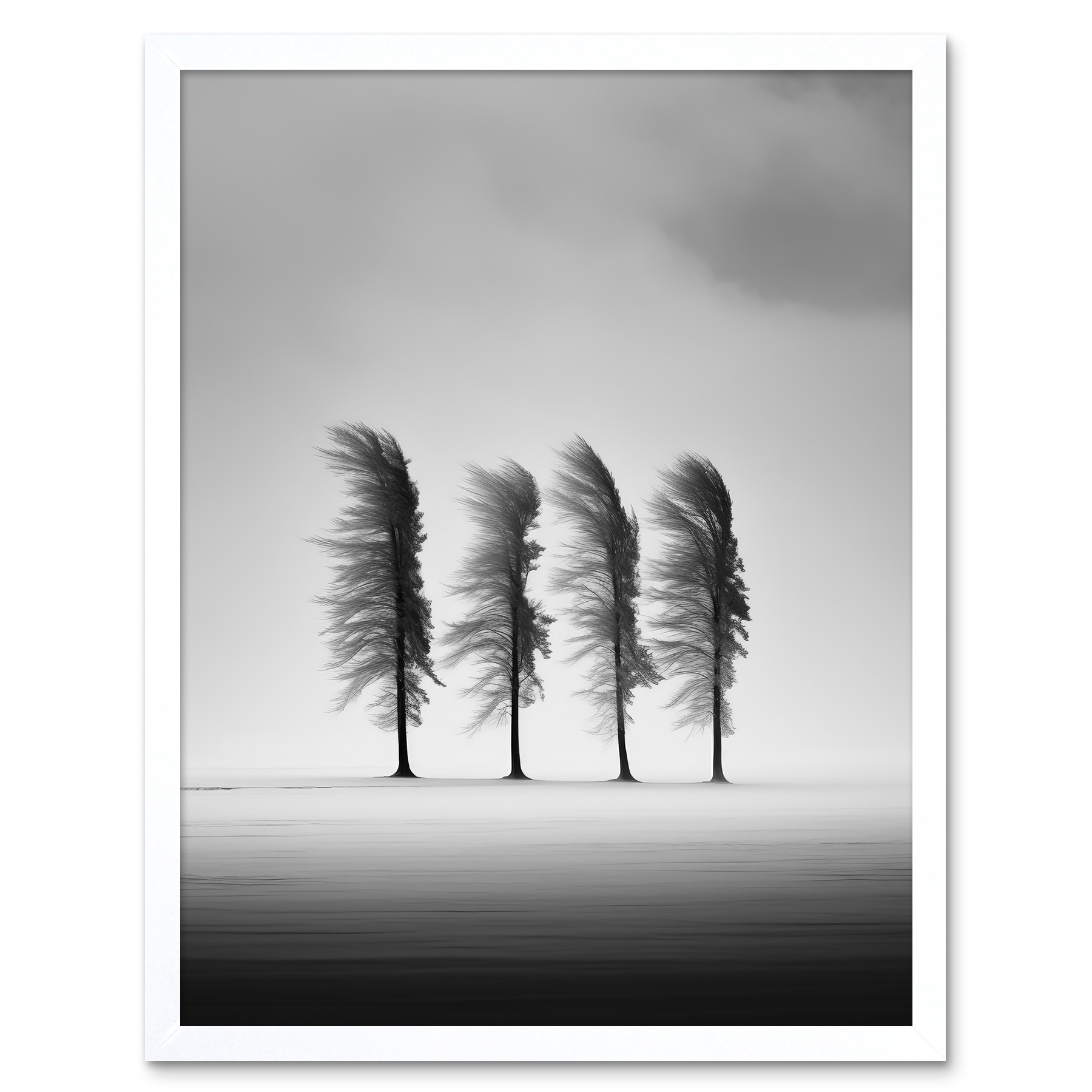 Still Holding Strong Black and White Winter Landscape Framed Art Picture 12x16