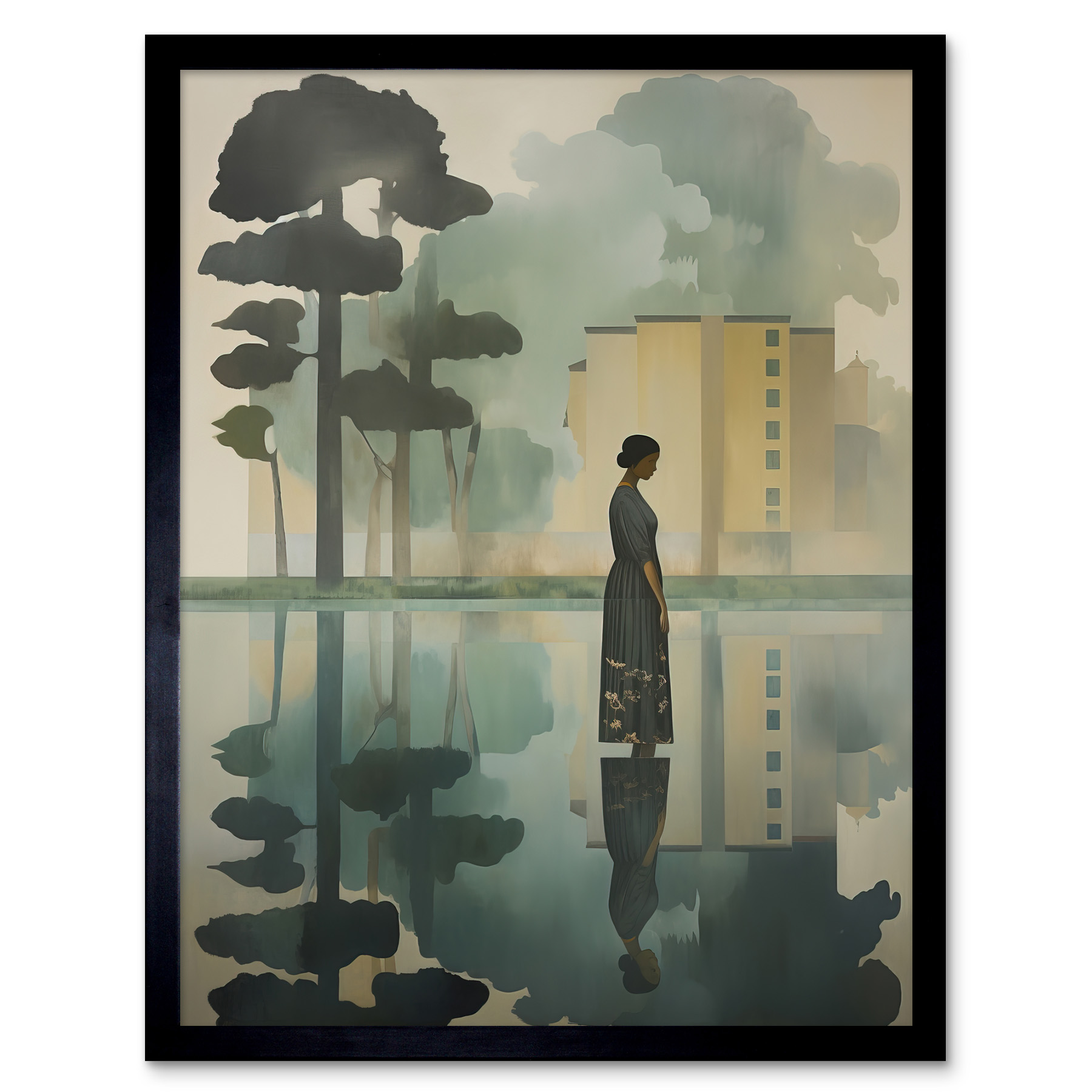 Reflecting and Reflection of Calm Artwork Modern Simple Framed Art Picture 12x16