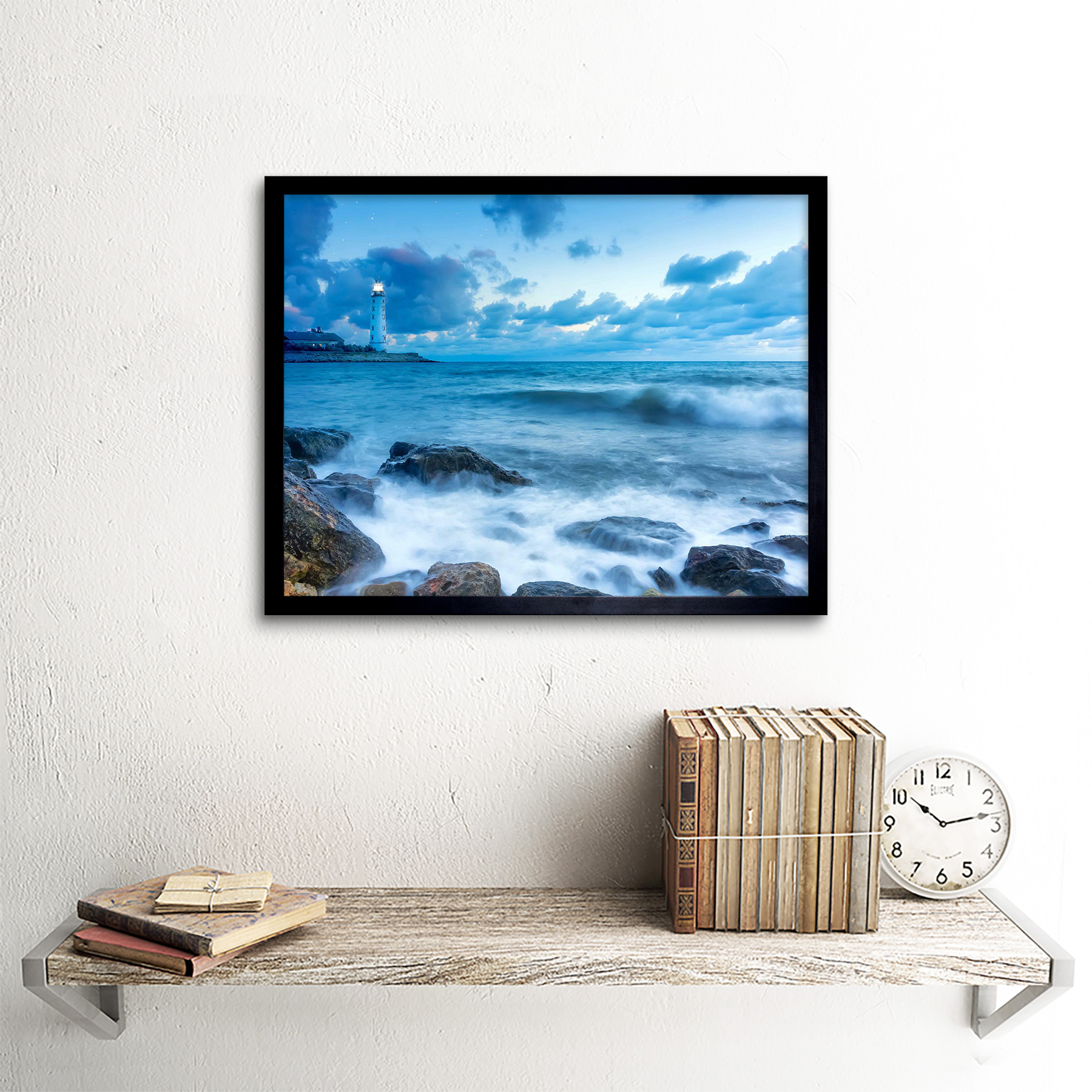 ART PRINT POSTER PHOTO SEASCAPE LIGHTHOUSE STORMY WEATHER WAVES LFMP0544