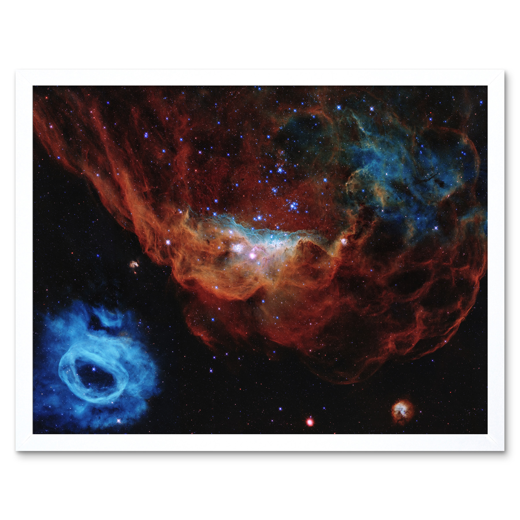 Hubble Space Telescope Image Cosmic Reef Red Blue Nebula Framed Wall Art 12x16