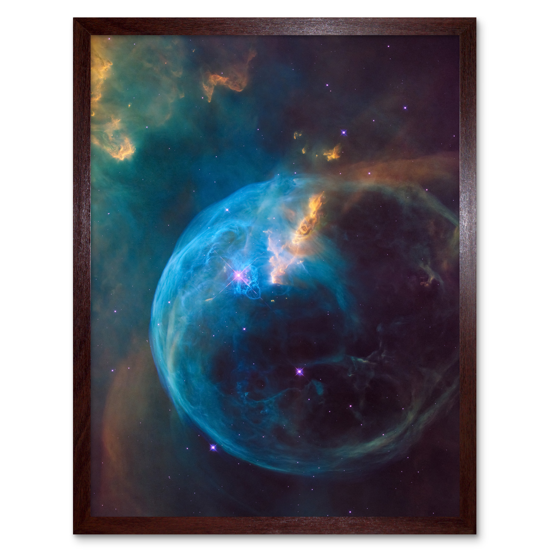 Hubble Space Telescope Bubble Nebula NGC 7635 Spherical Framed Art Picture 12x16