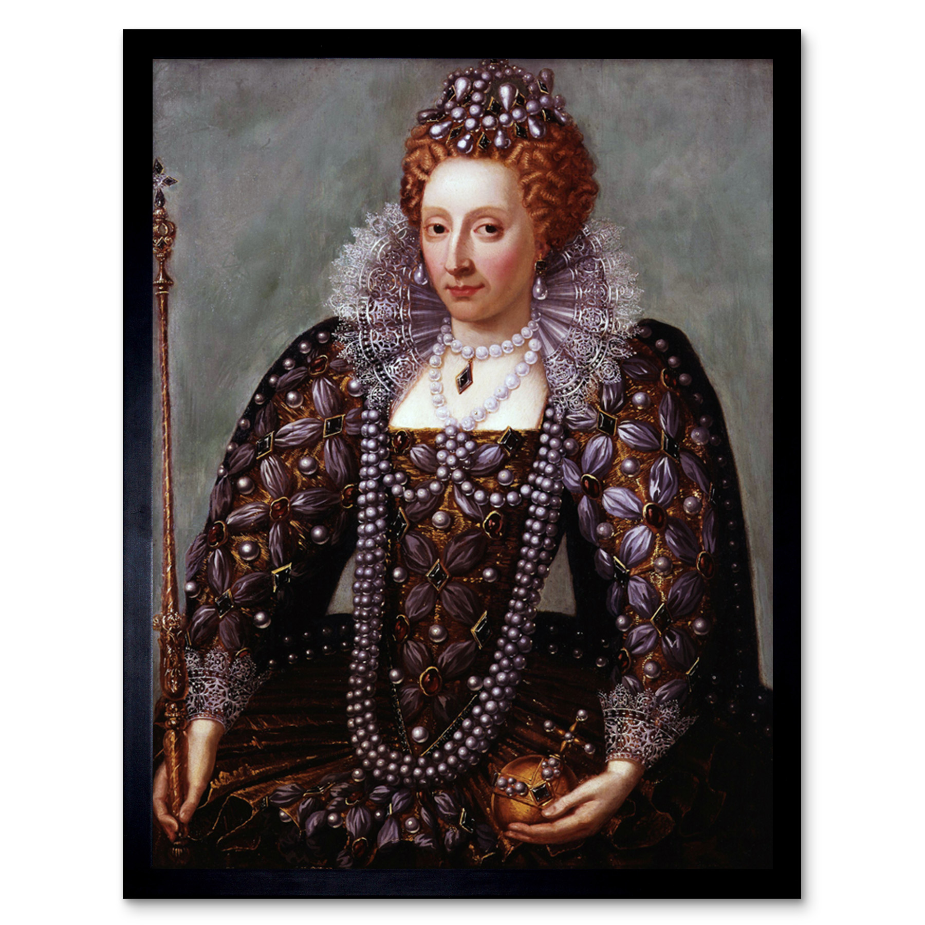 Queen Elizabeth I England Portrait Painting Royal Historic Print Framed 12x16 Queen Elizabeth I England Portrait Painting Royal Historic Print Framed 12x16