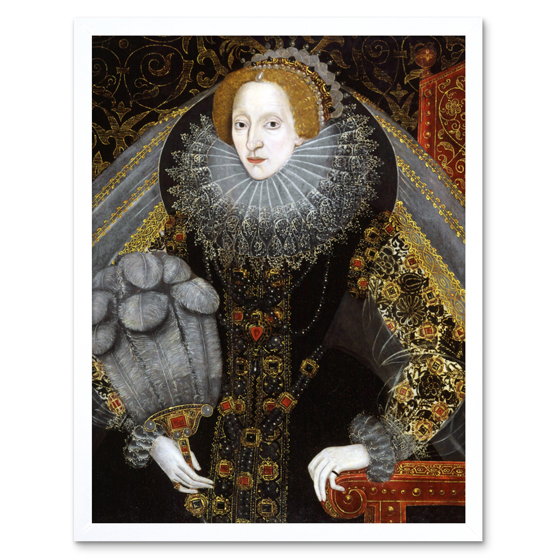 Queen Elizabeth I England Portrait Painting Royal Historic Print Framed 12x16 Queen Elizabeth I England Portrait Painting Royal Historic Print Framed 12x16