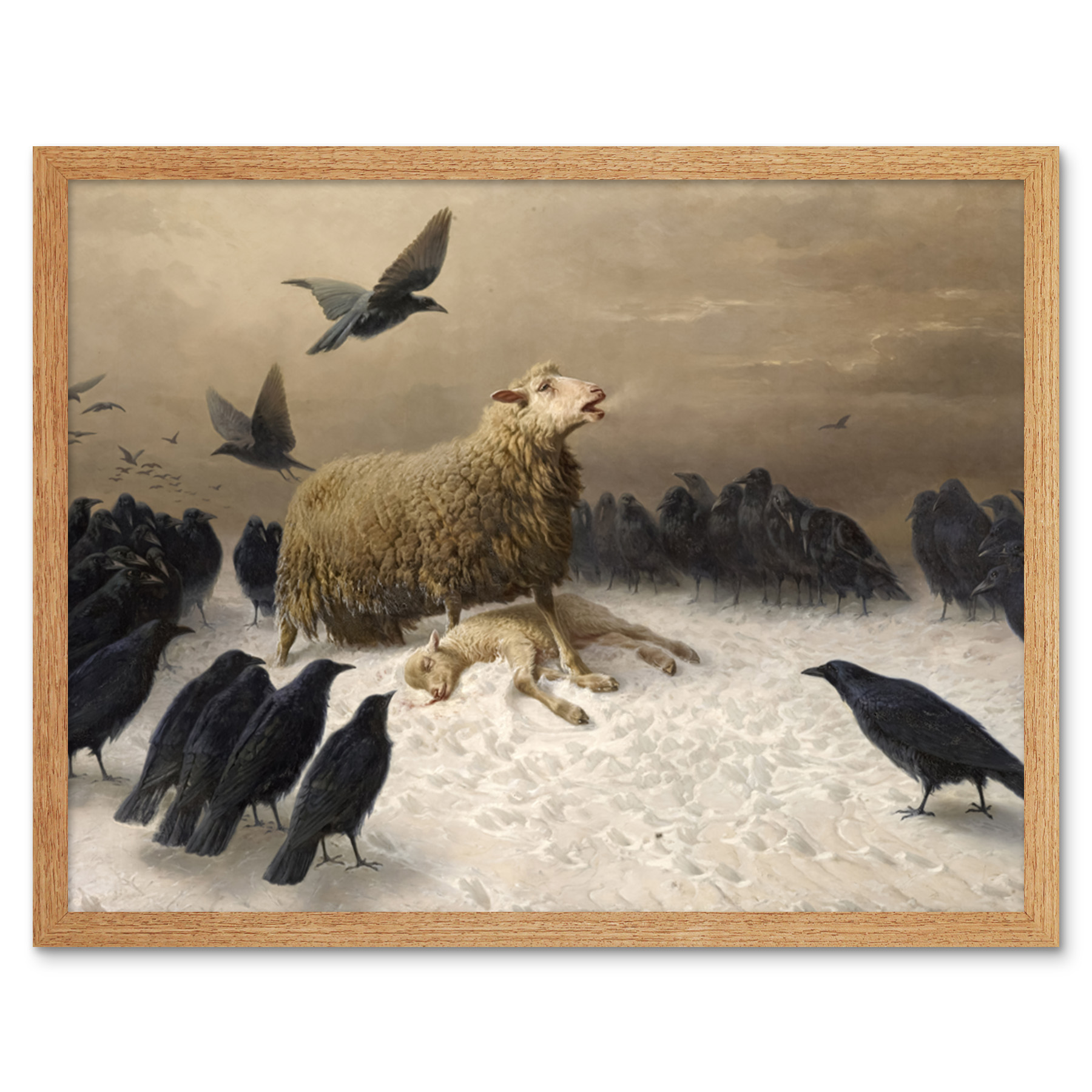 Schenck Anguish Sheep Ewe Crows Carrion Painting Wall Art Print