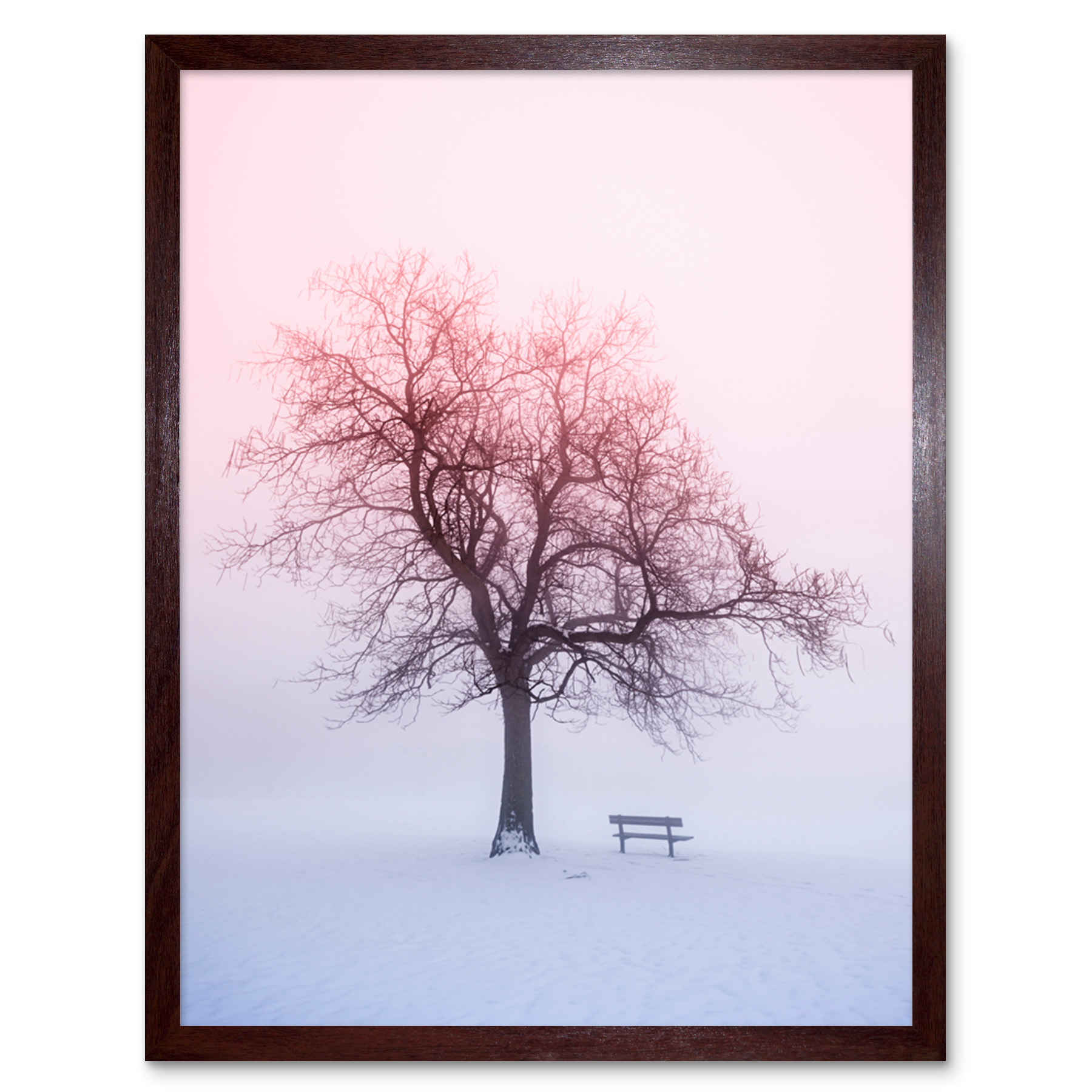 Winter Landscape Snow Tree Foggy Sunrise Wall Art Print Framed 12x16 eBay