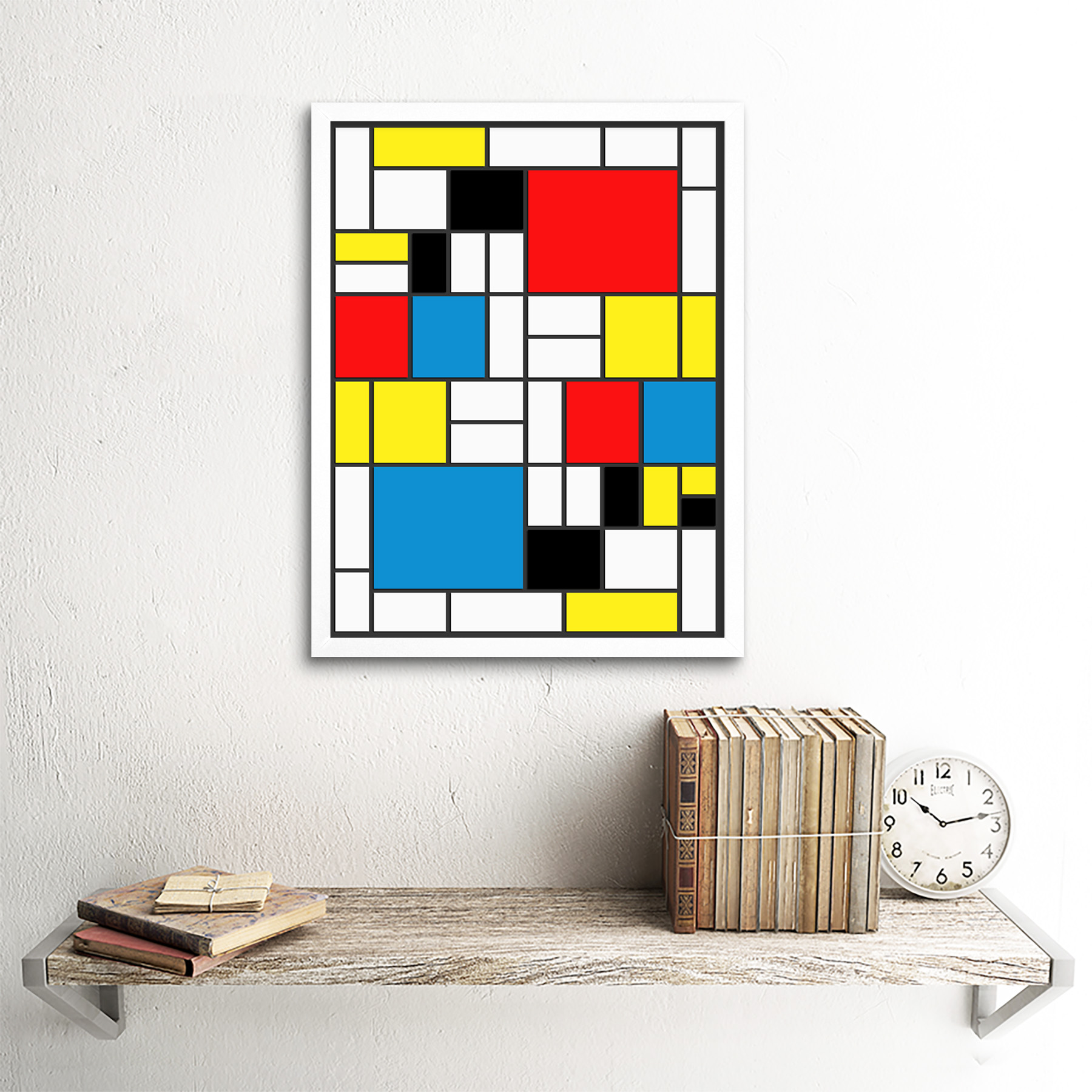 Piet Mondrian Abstract Cubes Squares Wall Art Print Framed