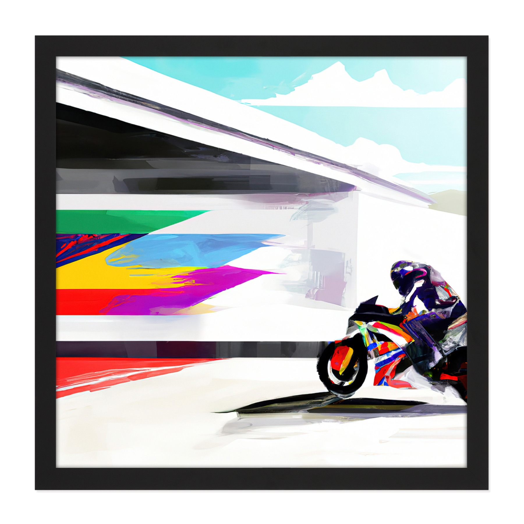 Moto GP Isle Of Man Superbike Motorbike Square Frame Print Picture Wall Art
