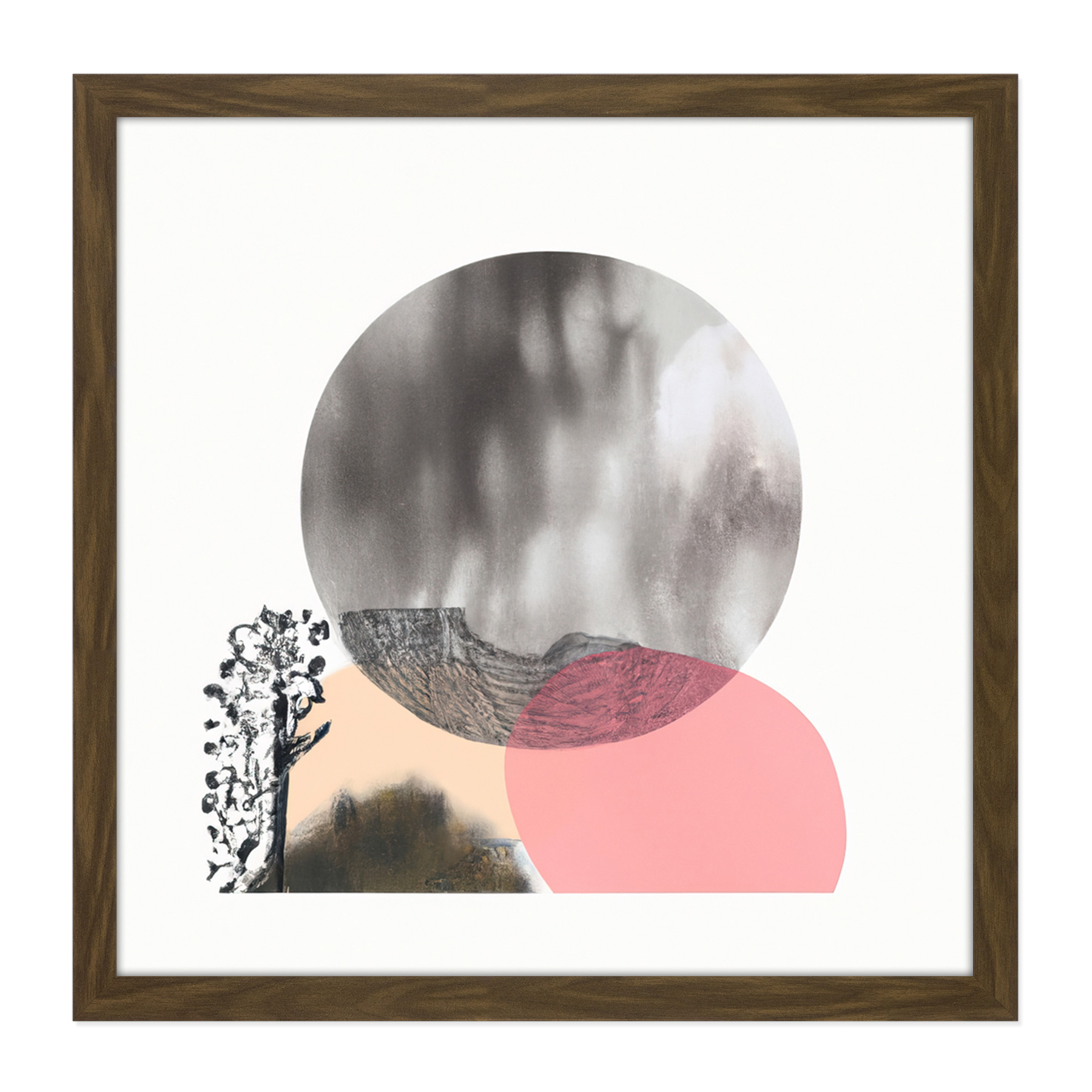 Full Moon Boho Abstract Landscape Artwork Square Frame Print Picture Wall Art