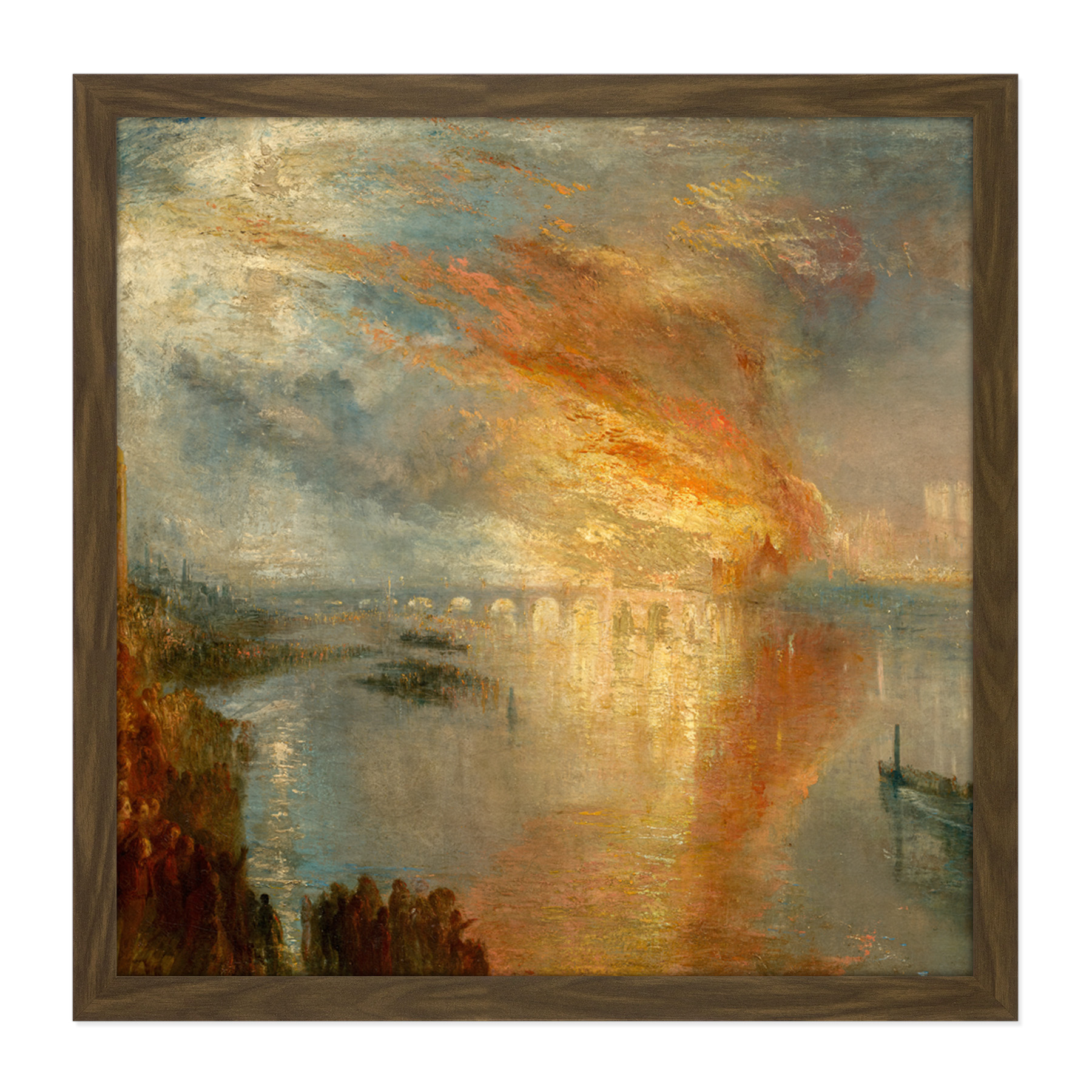 Turner Burning Houses Lords Commons 1835 Square Framed Mountless Wall Art 16X16 - Picture 7 of 21