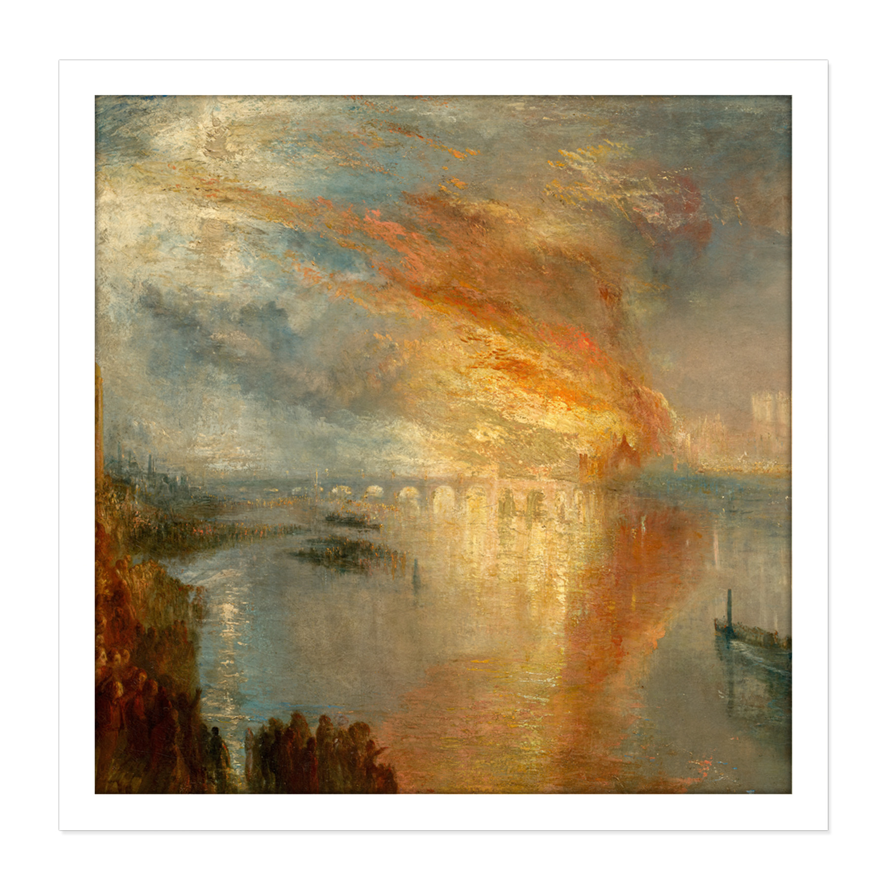 Turner Burning Houses Lords Commons 1835 Square Framed Mountless Wall Art 16X16 - Picture 17 of 21