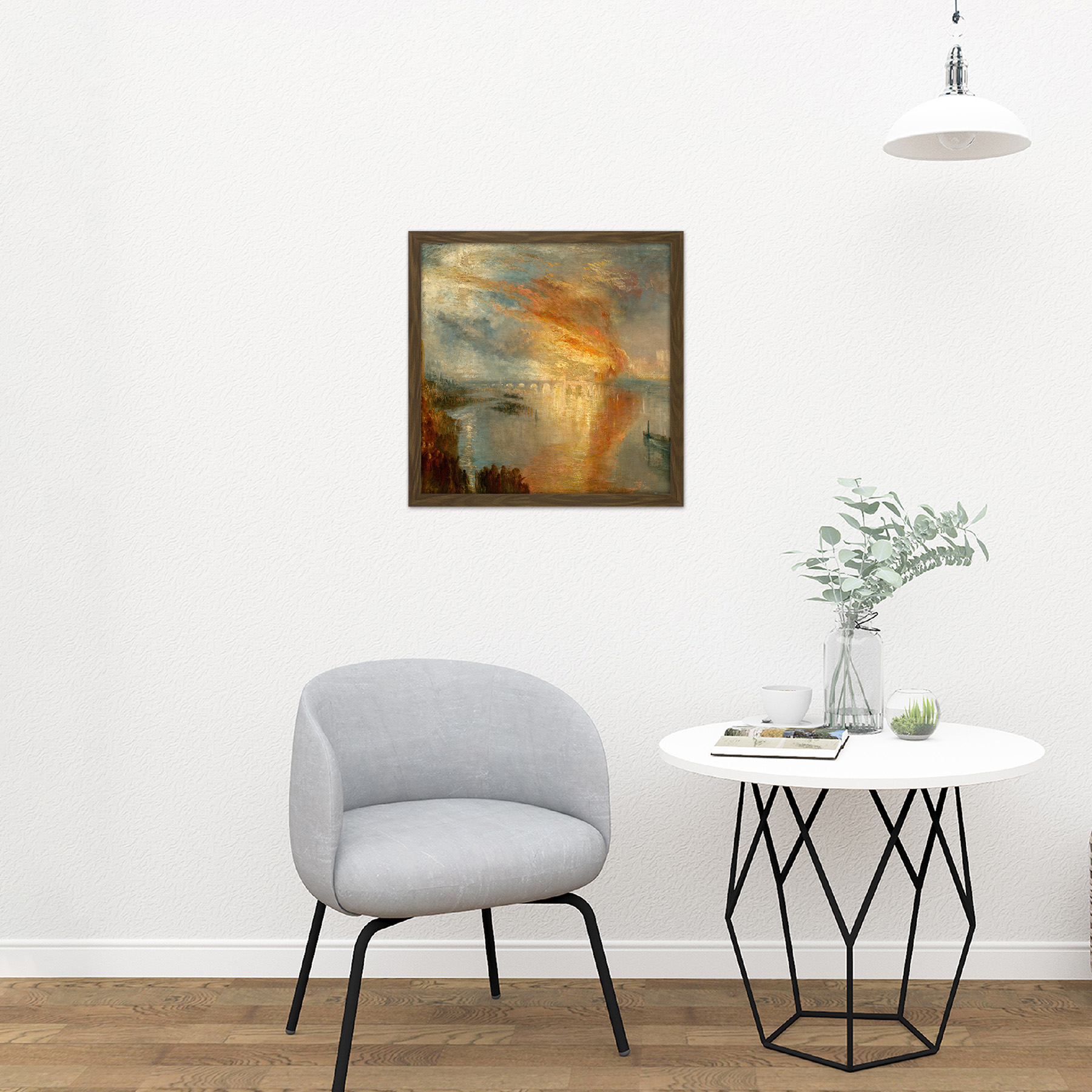 Turner Burning Houses Lords Commons 1835 Square Framed Mountless Wall Art 16X16 - Picture 8 of 21