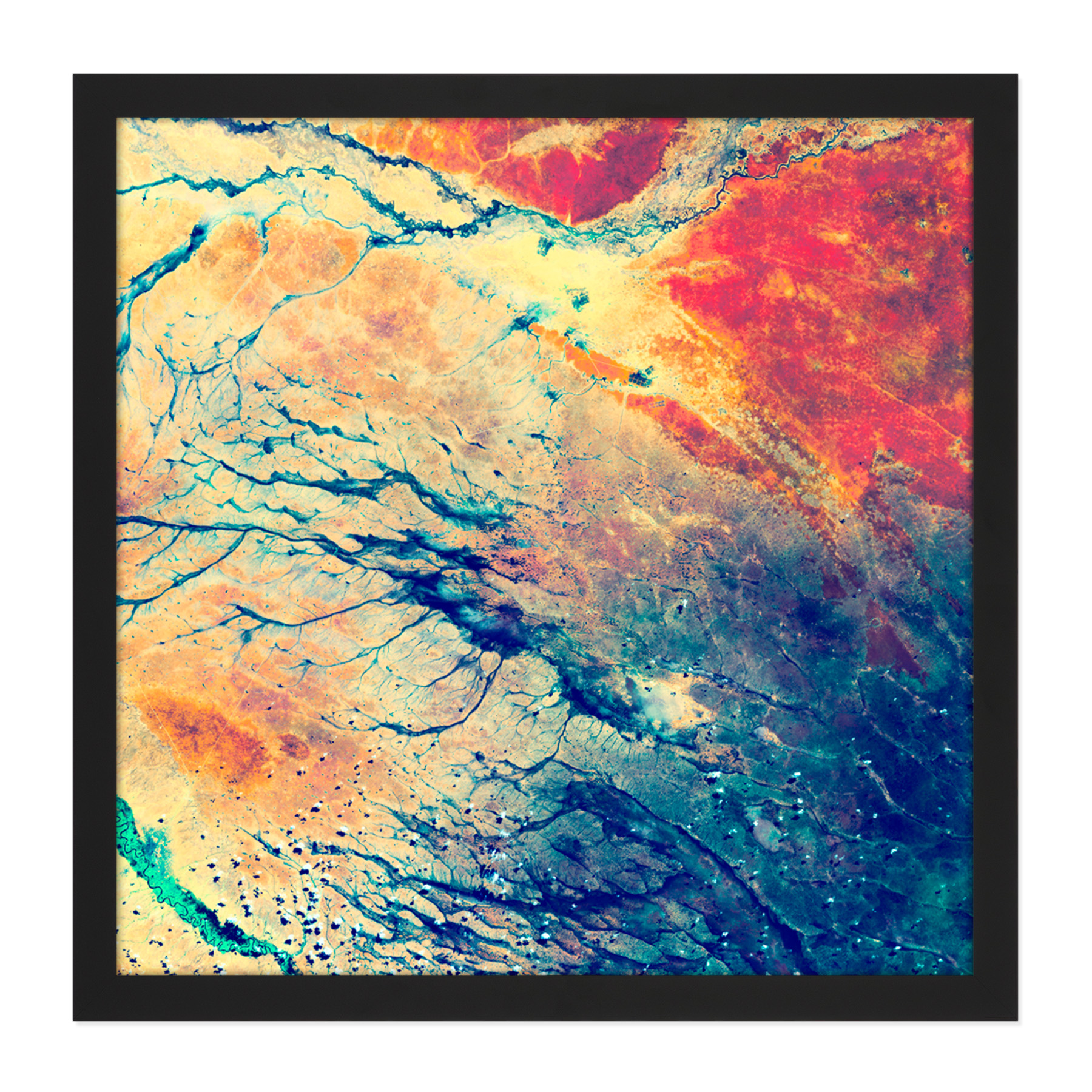 Abstract Cracked Paint Acrylic Square Framed Wall Art 16X16 In