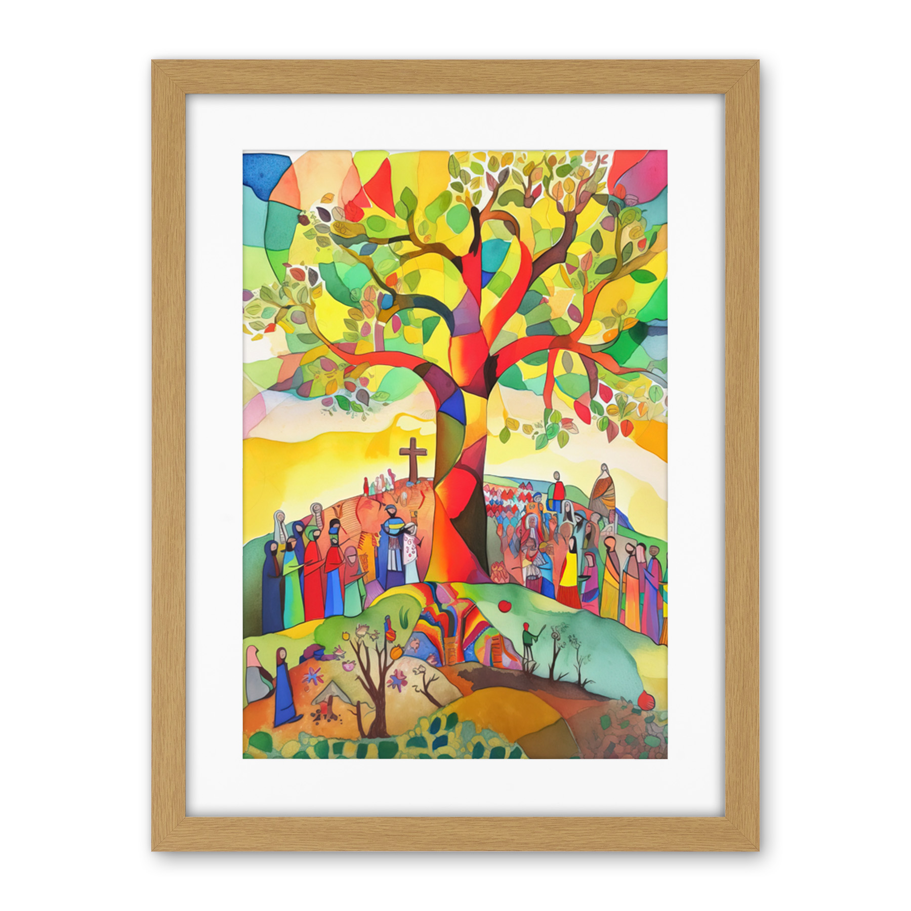 The Sermon On The Mount Jesus Folk Art Bible Framed Print Wall Art Picture 18X24