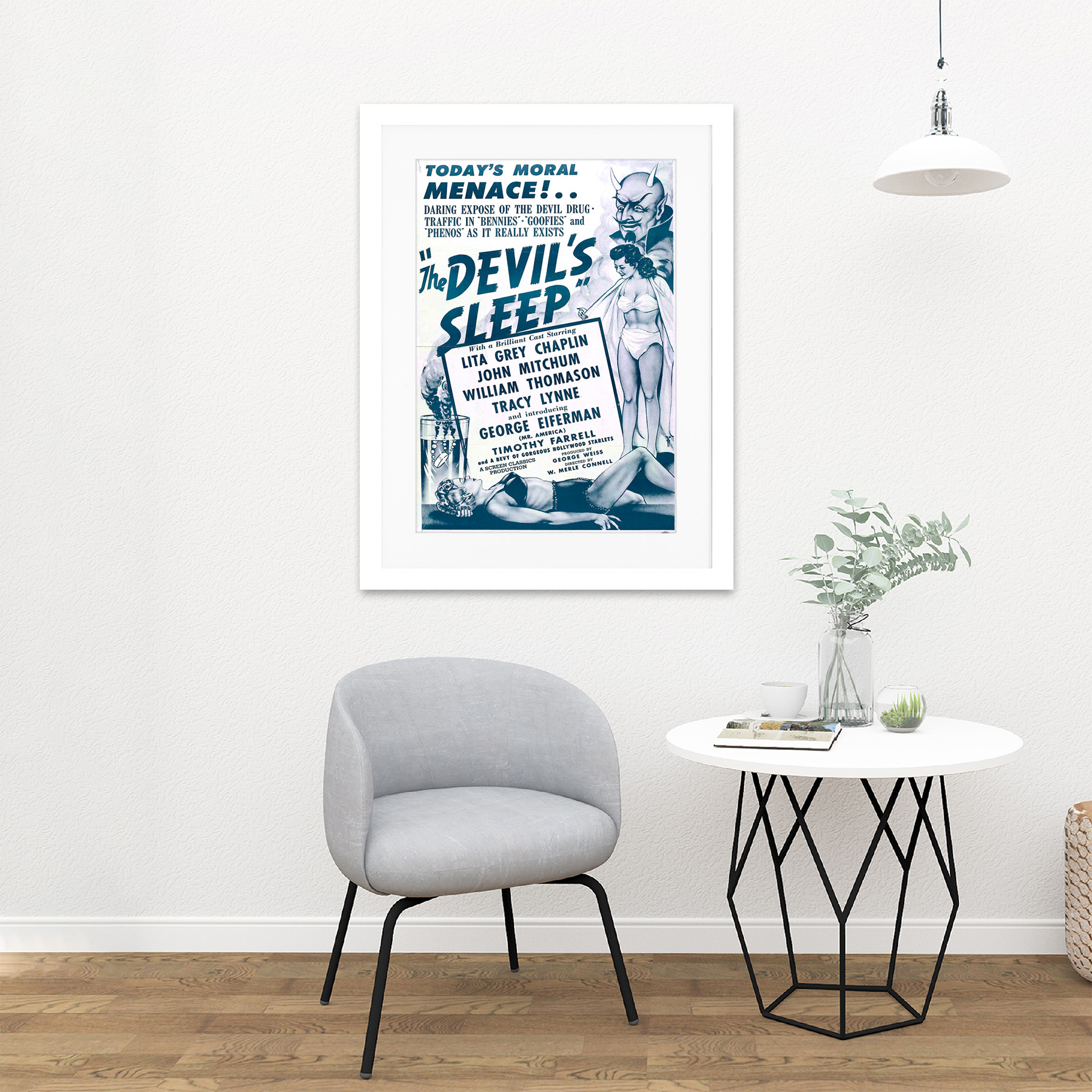 The Devils Sleep Bennies Phenos Drugs 1950'S Blue Framed Wall Art Print 18X24 In - Picture 15 of 17
