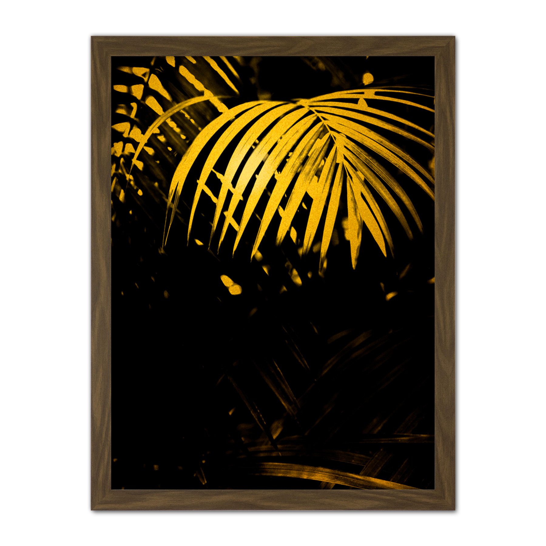 Gold Effect Yellow Black Tropical Plant Palm Leaves Framed Wall Art Print 18X24 - Bild 8 von 25
