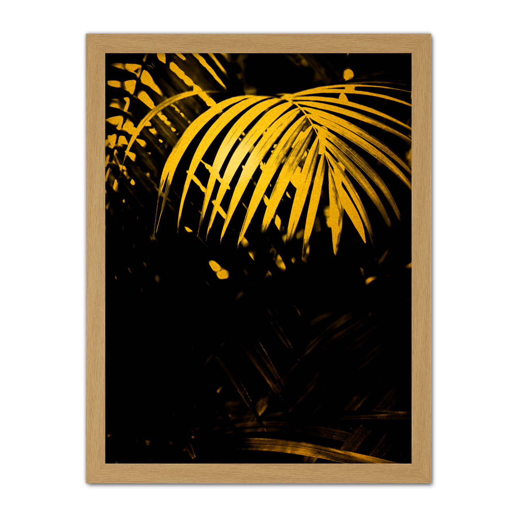 Gold Effect Yellow Black Tropical Plant Palm Leaves Framed Wall Art Print 18X24 - Bild 14 von 25