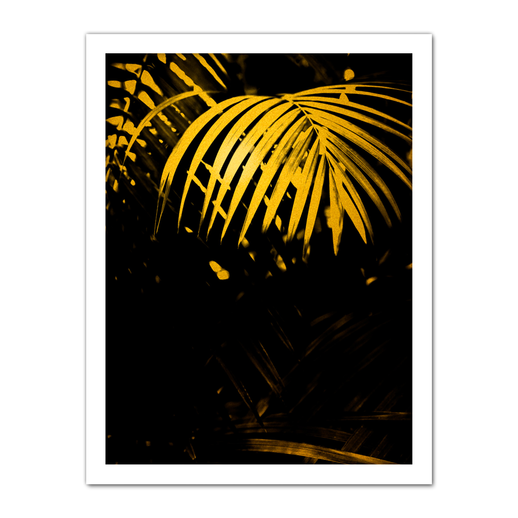 Gold Effect Yellow Black Tropical Plant Palm Leaves Framed Wall Art Print 18X24 - Bild 20 von 25