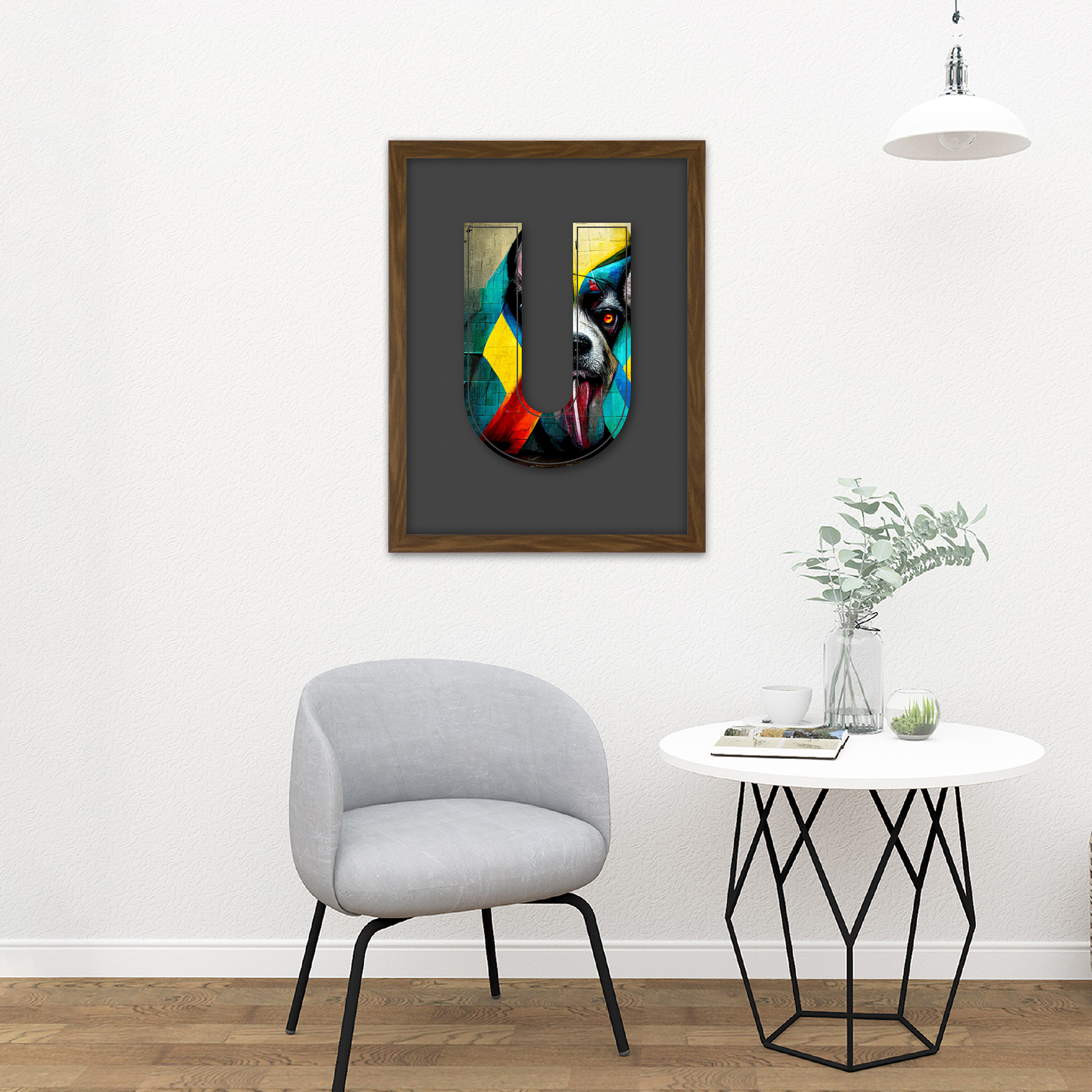 Letter U Dog Tongue Multicoloured Graffiti Initial Framed Wall Art Print 18X24" - Bild 9 von 25