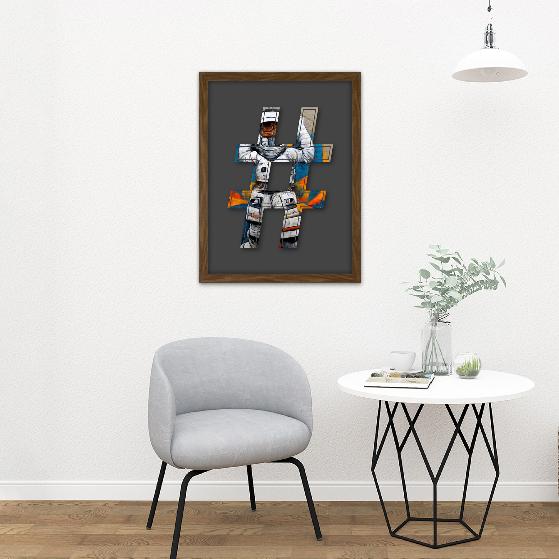 Symbol # Hashtag Pound Sign Bright Astronaut Graffiti Initial Framed Art 18X24" - Bild 9 von 25