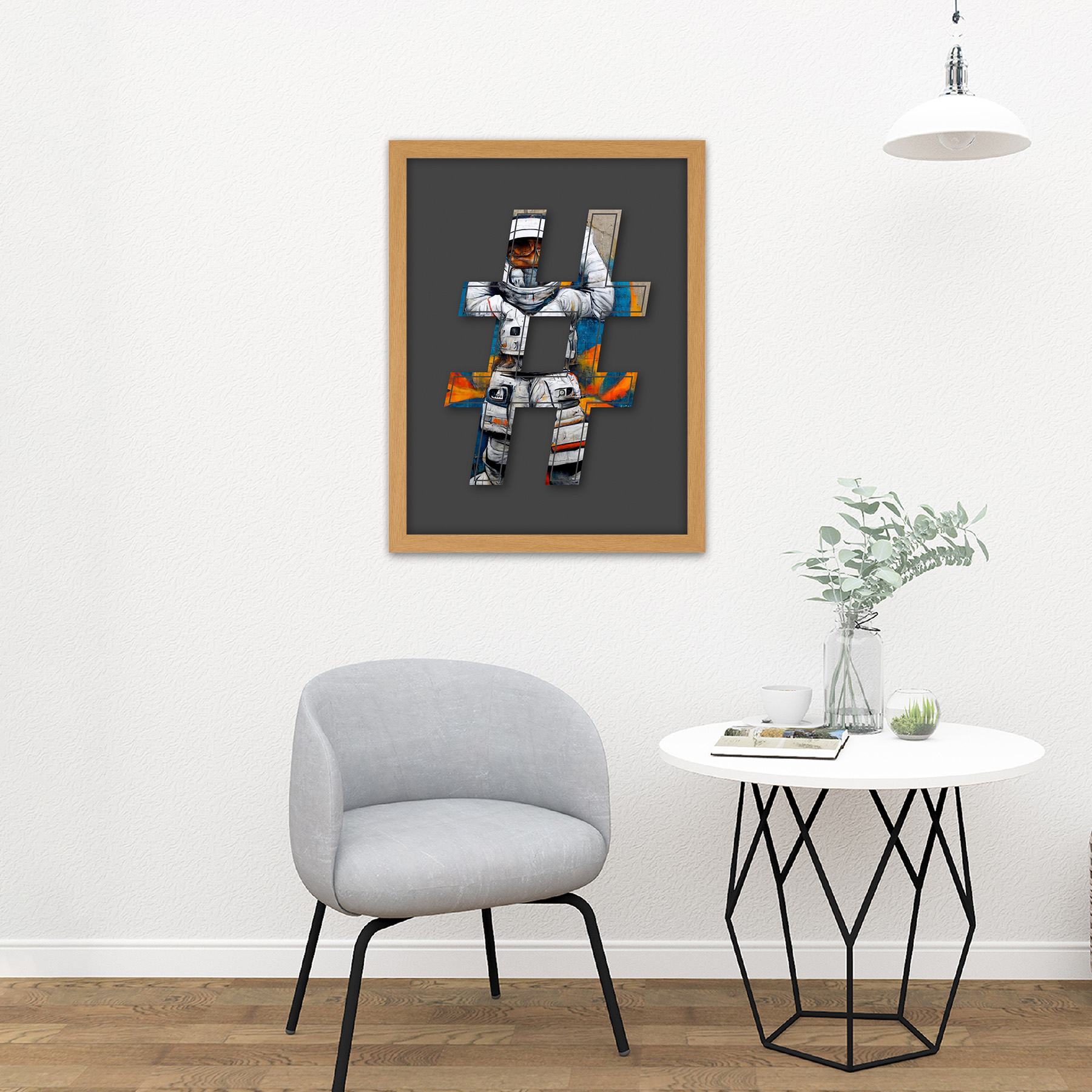 Symbol # Hashtag Pound Sign Bright Astronaut Graffiti Initial Framed Art 18X24" - Bild 15 von 25