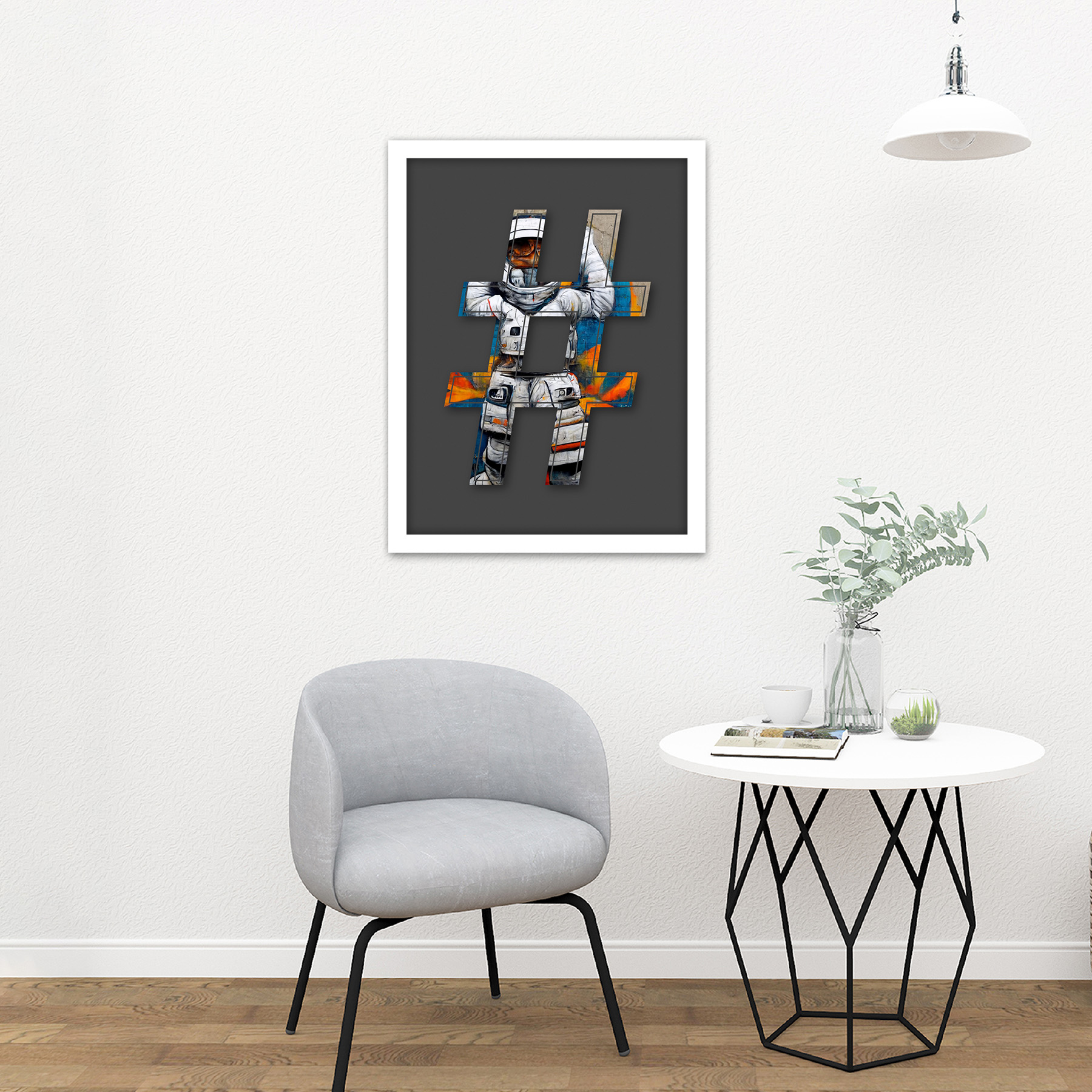 Symbol # Hashtag Pound Sign Bright Astronaut Graffiti Initial Framed Art 18X24" - Bild 21 von 25