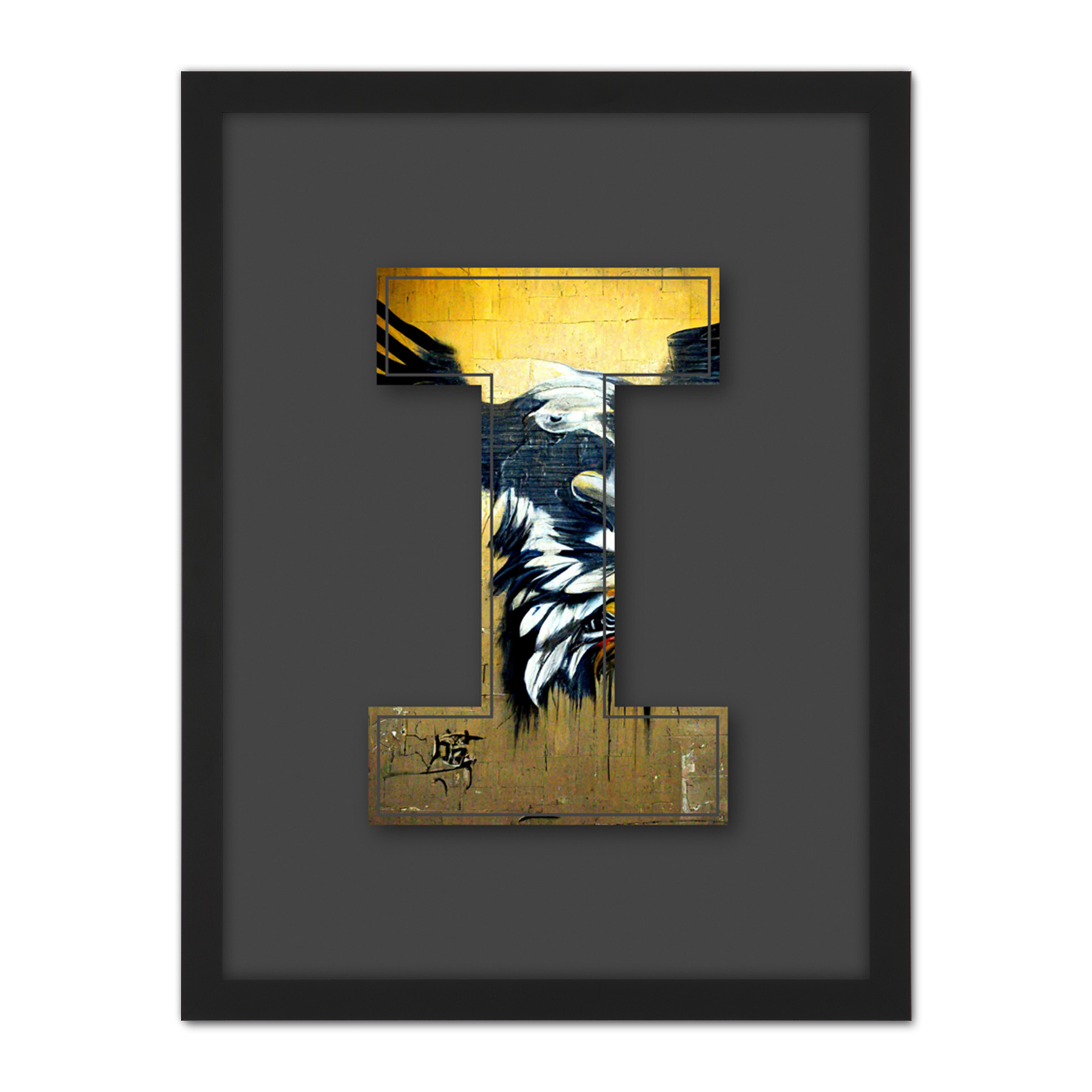 Letter I Abstract Eagle Graffiti Alphabet Initial Framed Wall Art Print 18X24 In - Bild 2 von 25