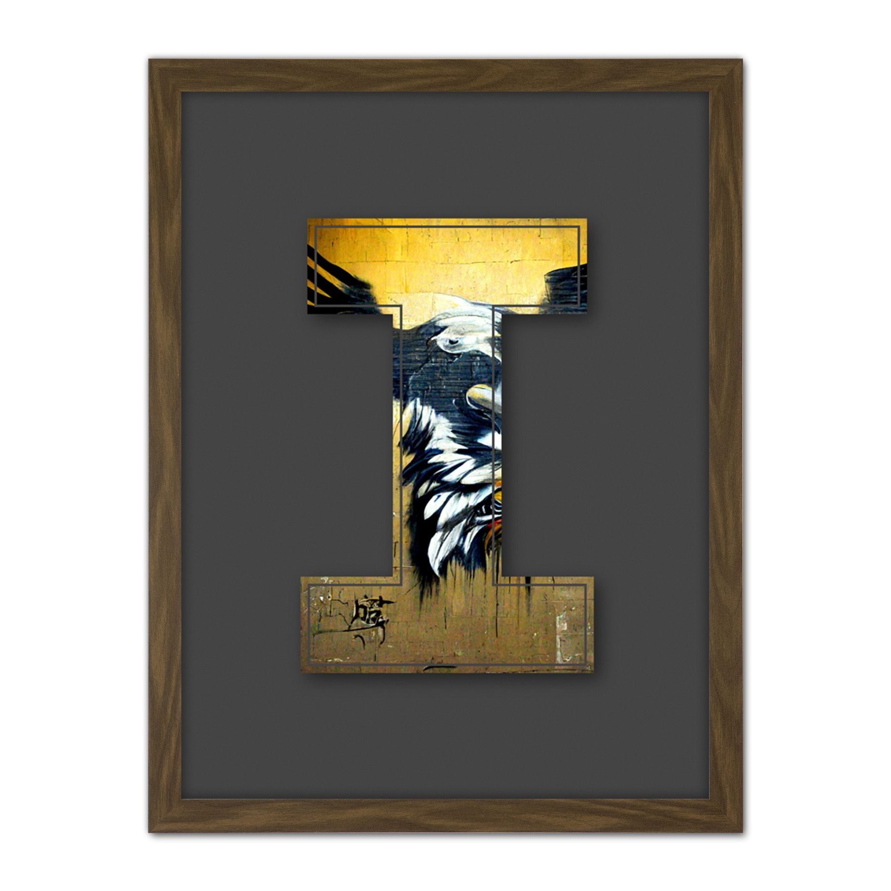 Letter I Abstract Eagle Graffiti Alphabet Initial Framed Wall Art Print 18X24 In - Bild 8 von 25