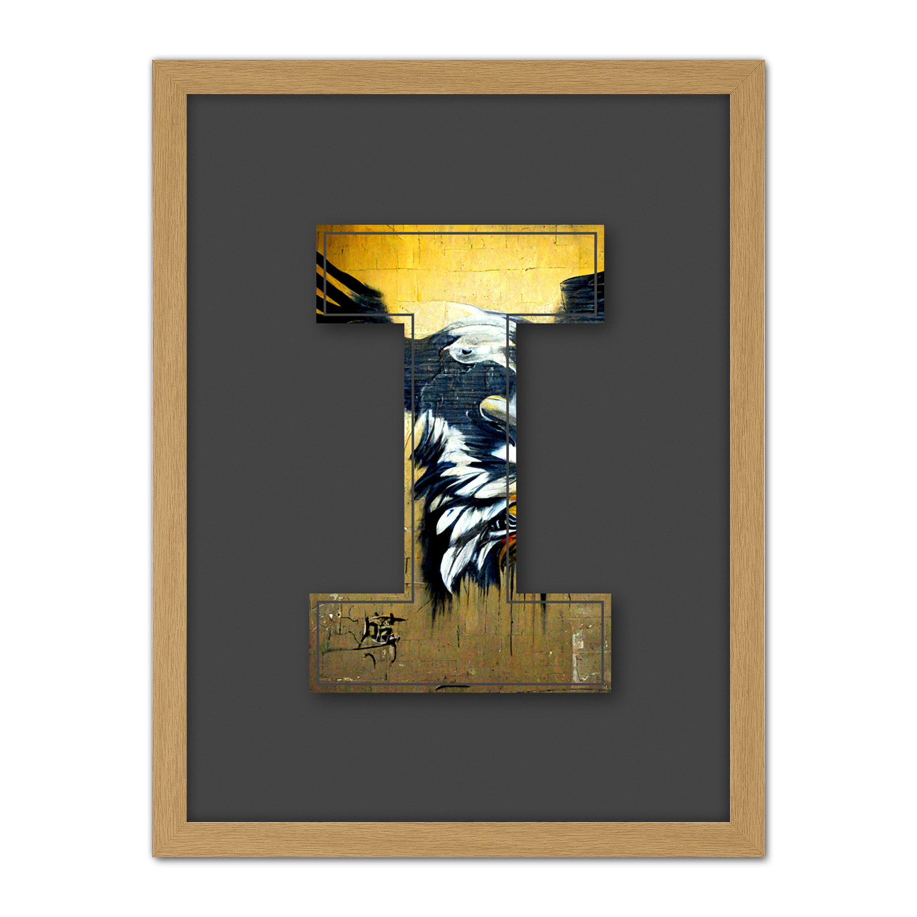 Letter I Abstract Eagle Graffiti Alphabet Initial Framed Wall Art Print 18X24 In - Bild 14 von 25