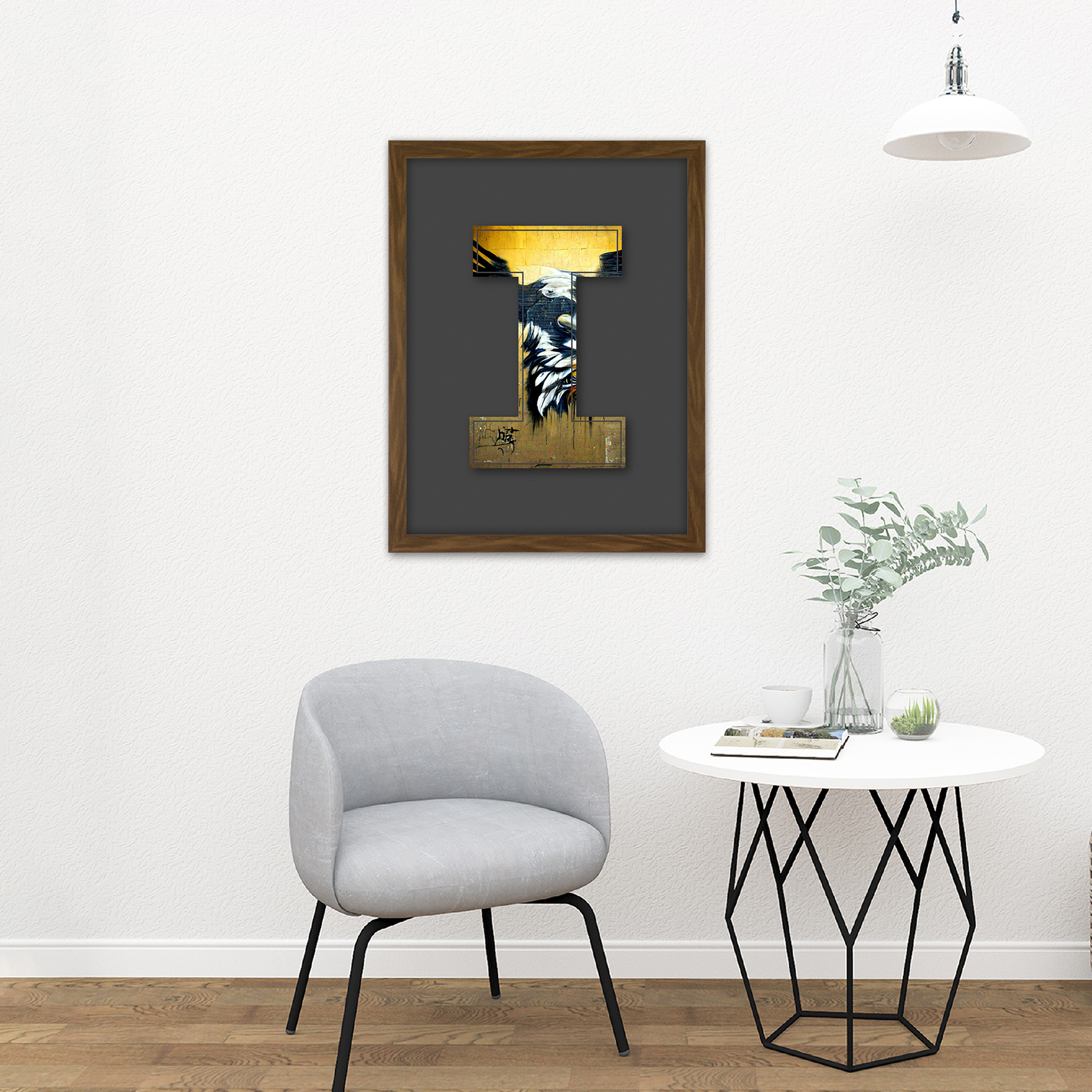Letter I Abstract Eagle Graffiti Alphabet Initial Framed Wall Art Print 18X24 In - Bild 9 von 25
