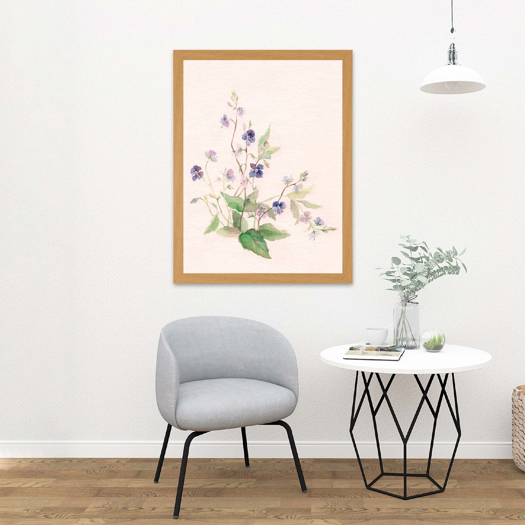 Flower Veronica Watercolour Large Framed Art Print Wall Poster 18x24 Inch - Bild 13 von 21