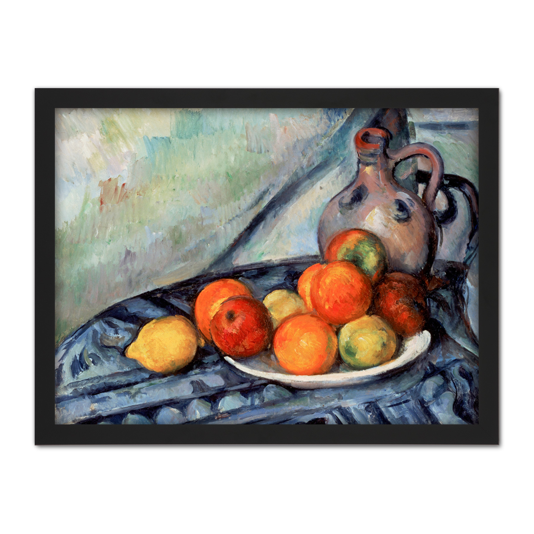 Paul Cezanne Fruit And A Jug On A Table Large Framed Art Print