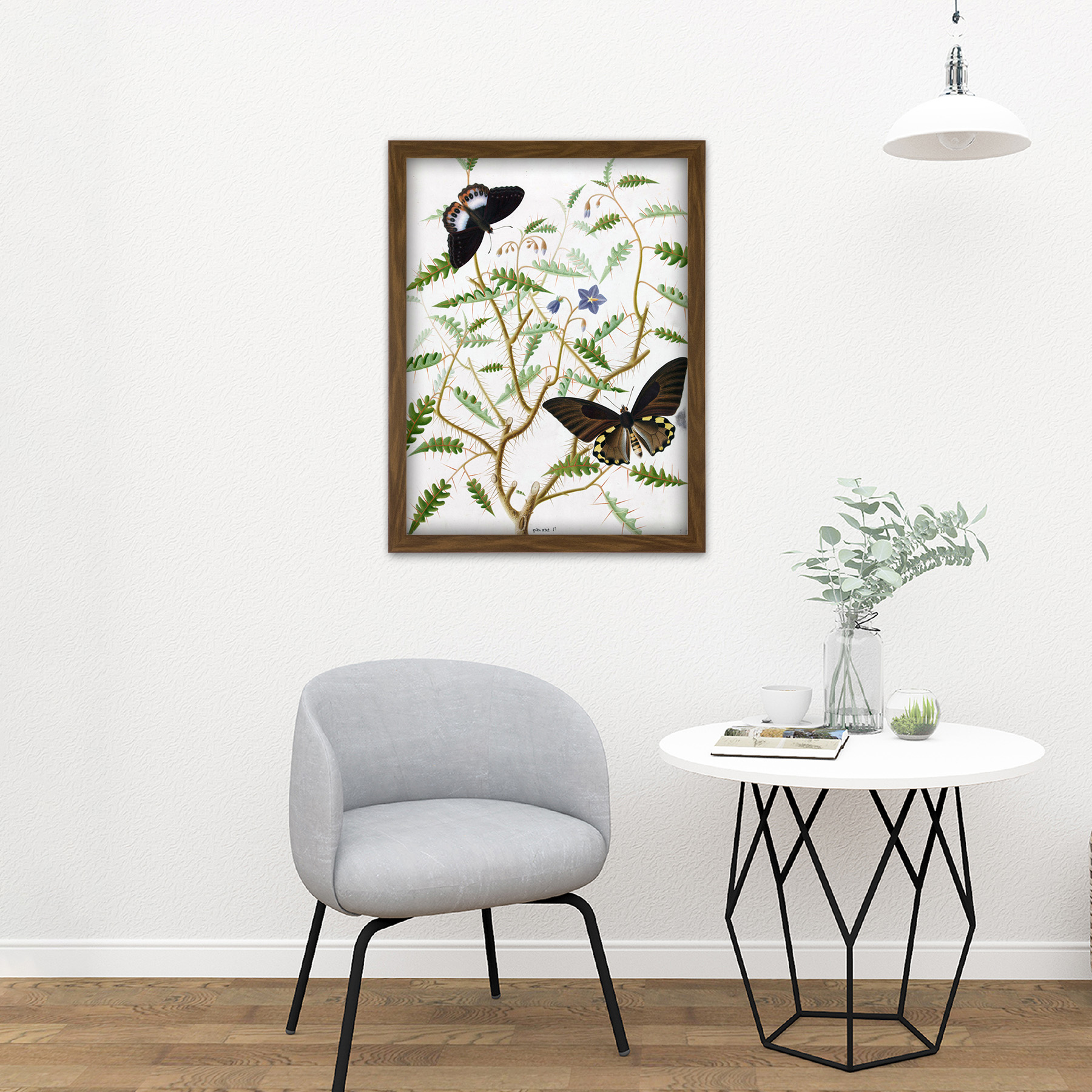 De Wit Two Exotic Butterflies Blooming Bush Framed Wall Art Print 18X24 In - Bild 9 von 25