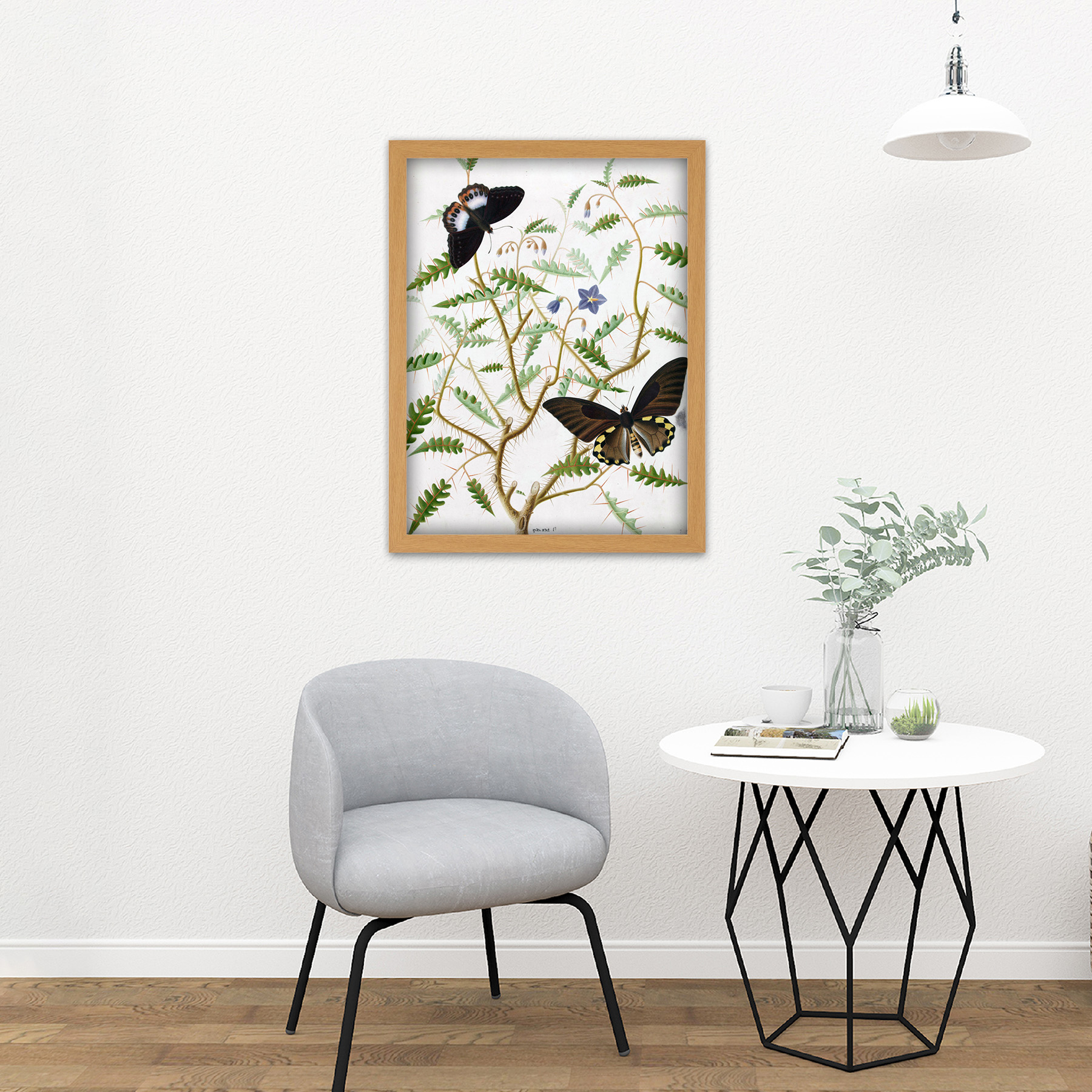 De Wit Two Exotic Butterflies Blooming Bush Framed Wall Art Print 18X24 In - Bild 15 von 25