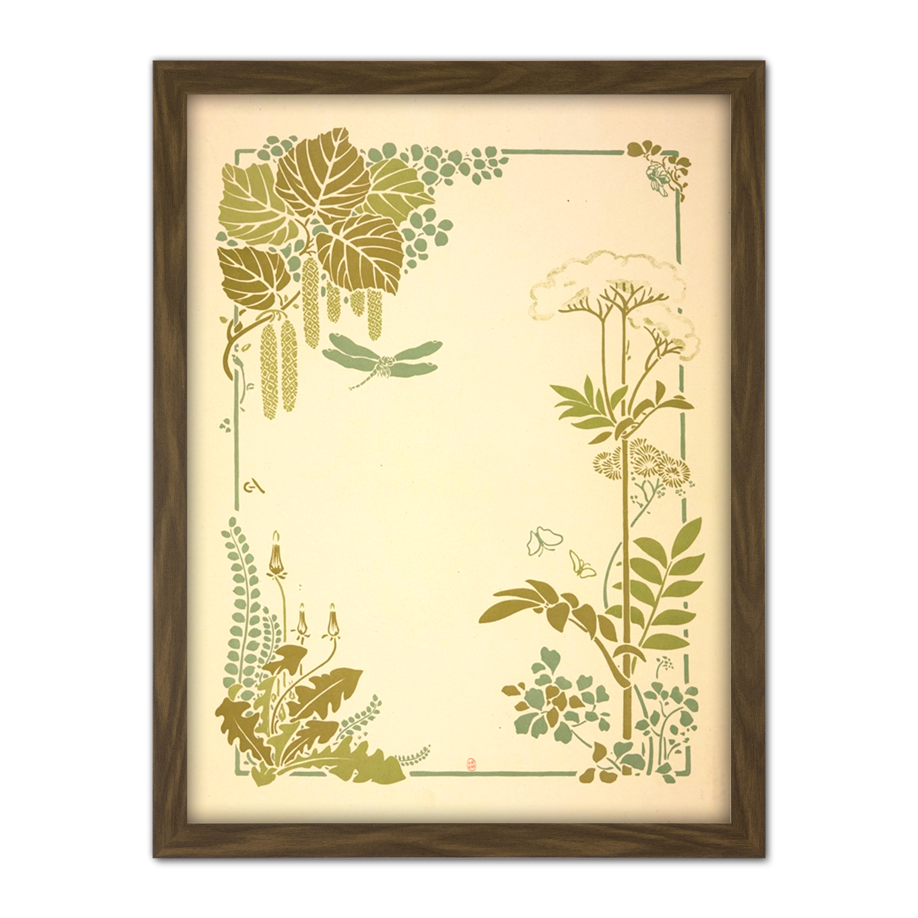 Auriol Decorative Flower Leaf Dragonfly Design Large Framed Art Print - Bild 8 von 25