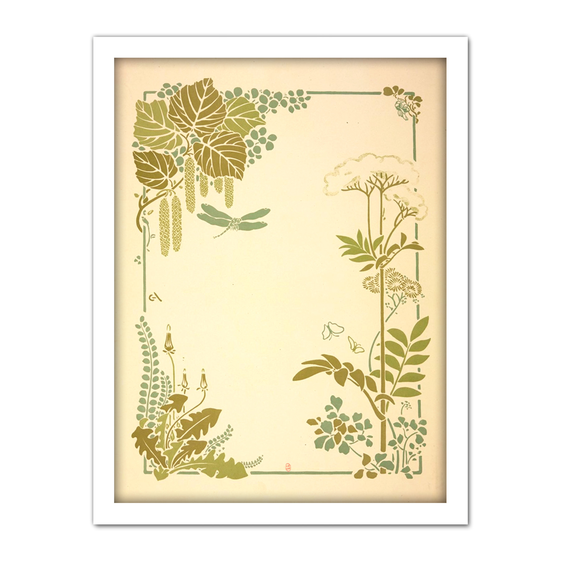 Auriol Decorative Flower Leaf Dragonfly Design Large Framed Art Print - Bild 20 von 25