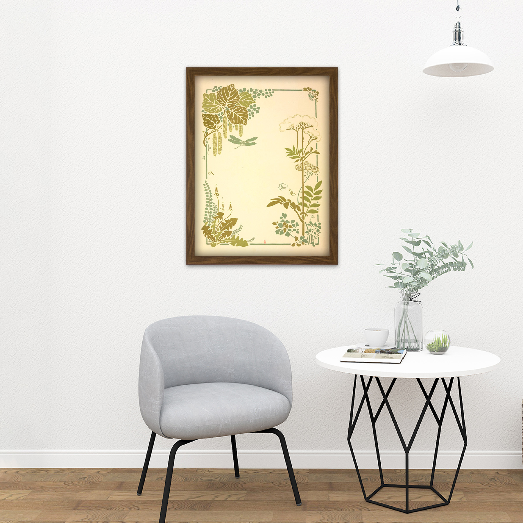 Auriol Decorative Flower Leaf Dragonfly Design Large Framed Art Print - Bild 9 von 25