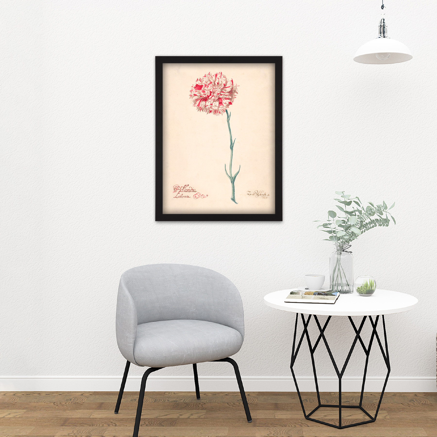 Blyhooft Carnation Hollandia Liberata Flower Painting Framed Wall Art Print - Bild 3 von 25