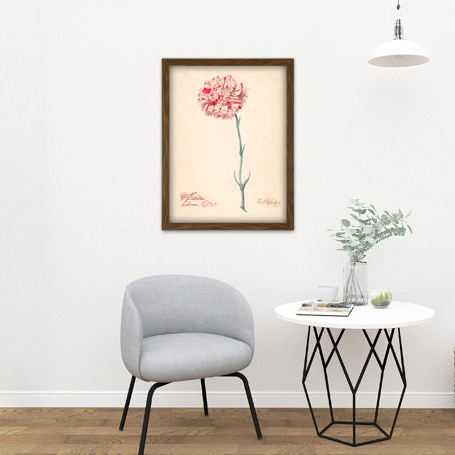 Blyhooft Carnation Hollandia Liberata Flower Painting Framed Wall Art Print - Bild 9 von 25