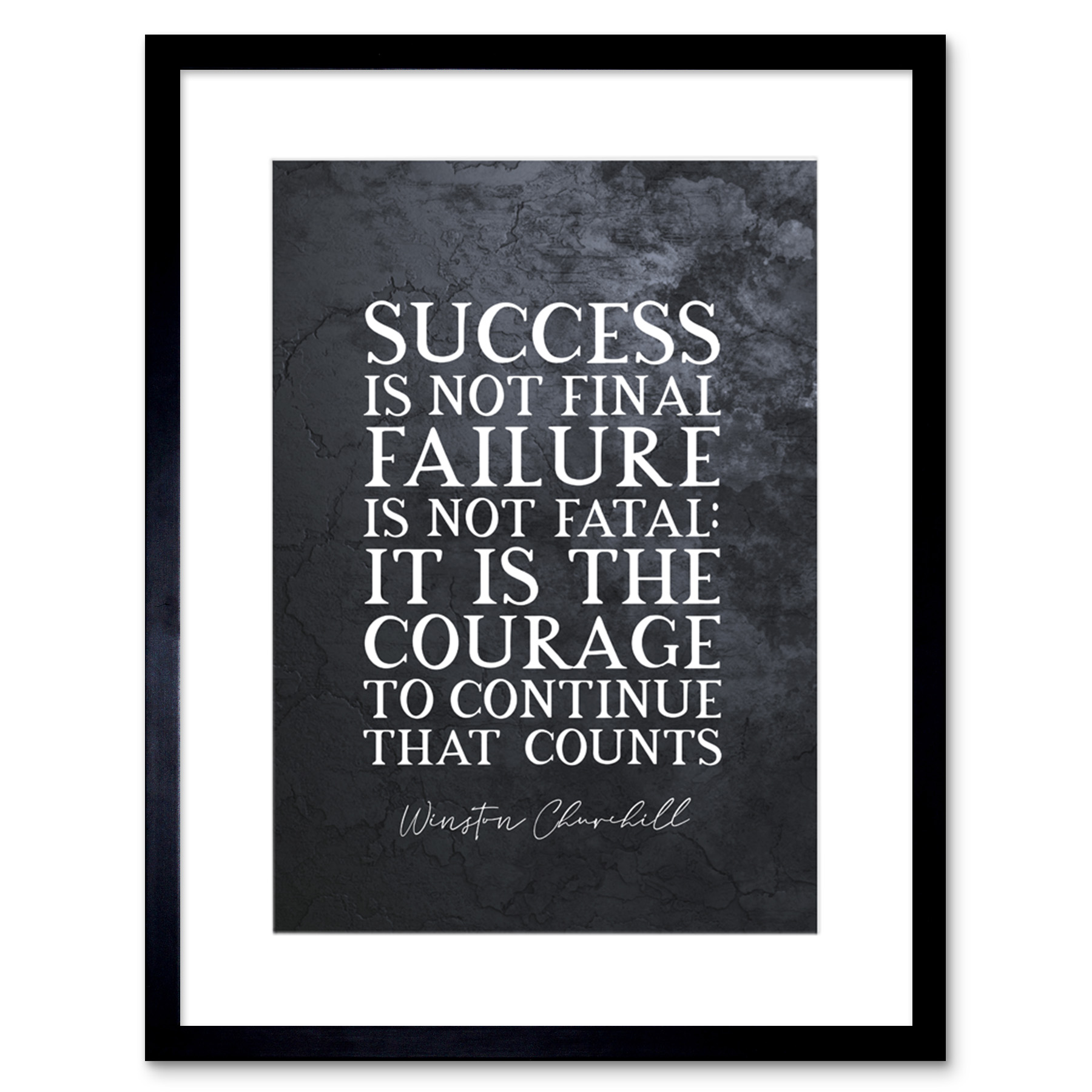 Slate Quote Winston Churchill Success Framed Wall Art Print 9X7 In
