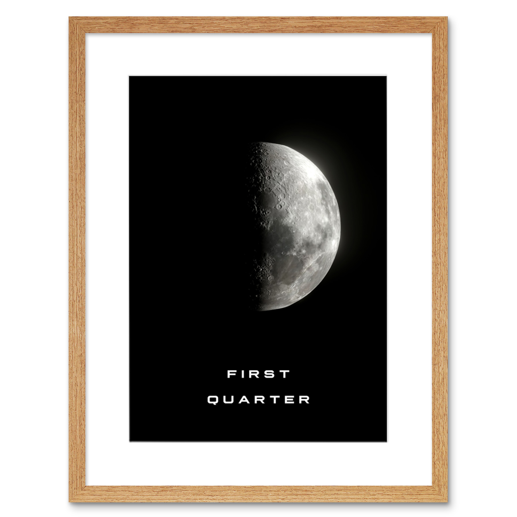 Phases of the Moon Astronomy First Quarter Lunar Space Framed Wall Art Print 9X7