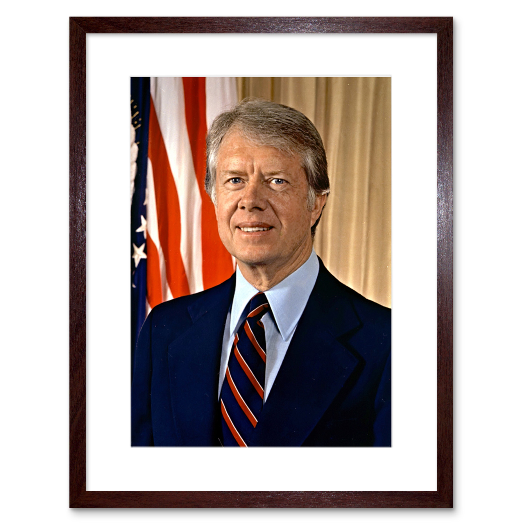 39th US President Jimmy Carter Official Portrait Photo Framed Wall Art Print 9X7