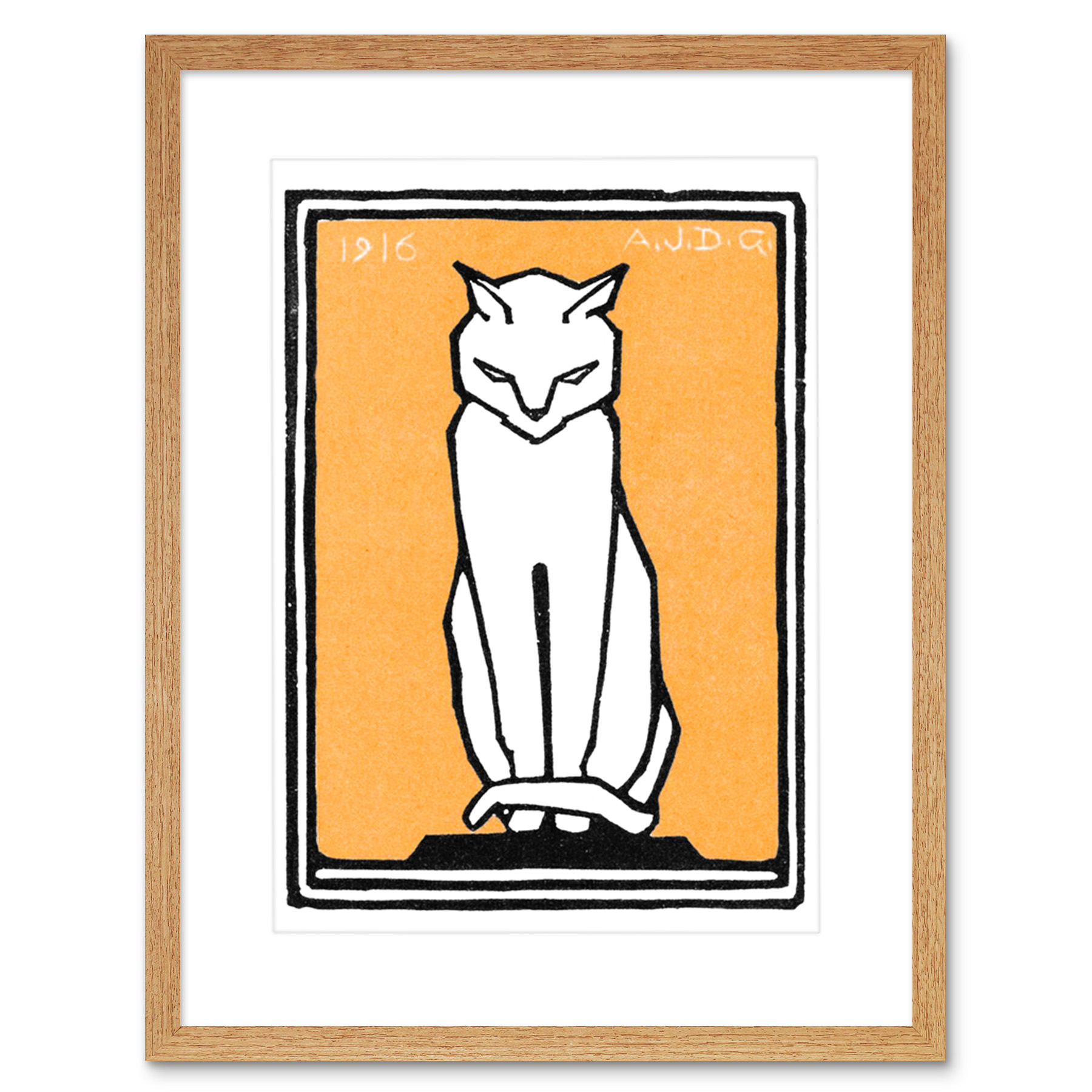 Sitting Cat 1916 Julie De Graag Art Print Framed Poster Wall Decor