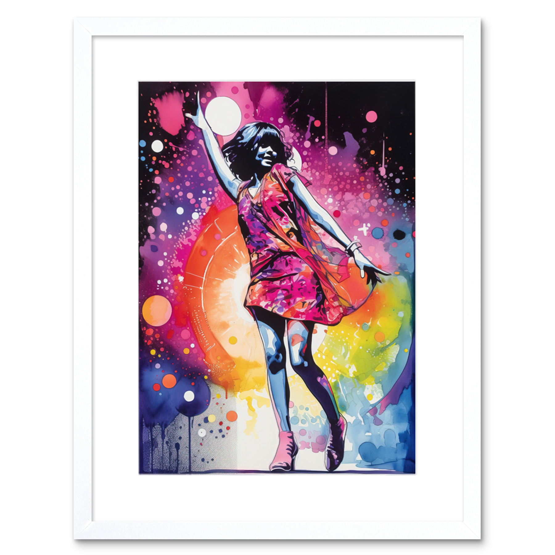 Disco Music Fever Dance Rainbow Dancefloor Light Framed Art Print Picture 9X7 In