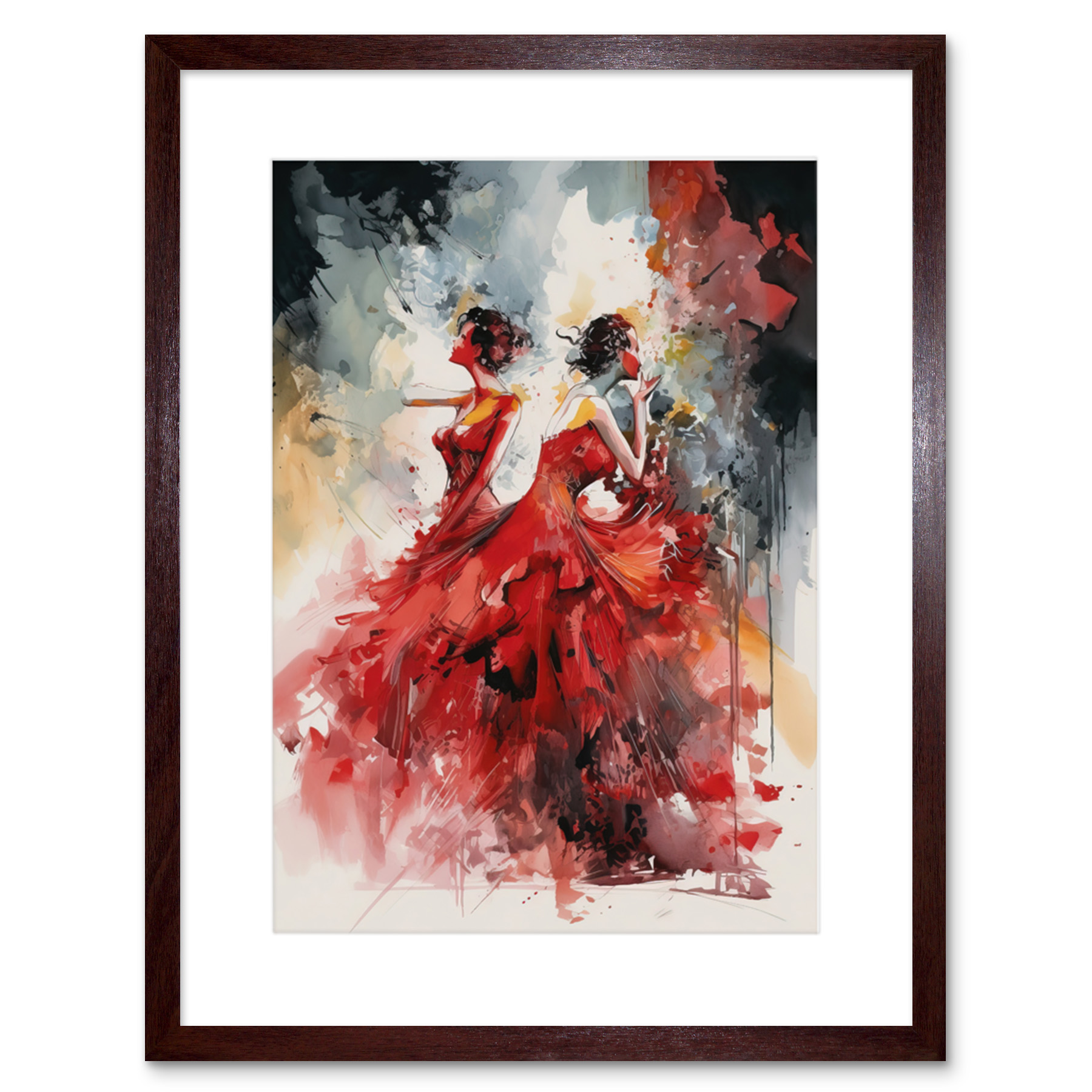 Flamenco Music Dancers Dancing Stage Red Dresses Framed Art Print Picture 9X7 In - Picture 8 of 25