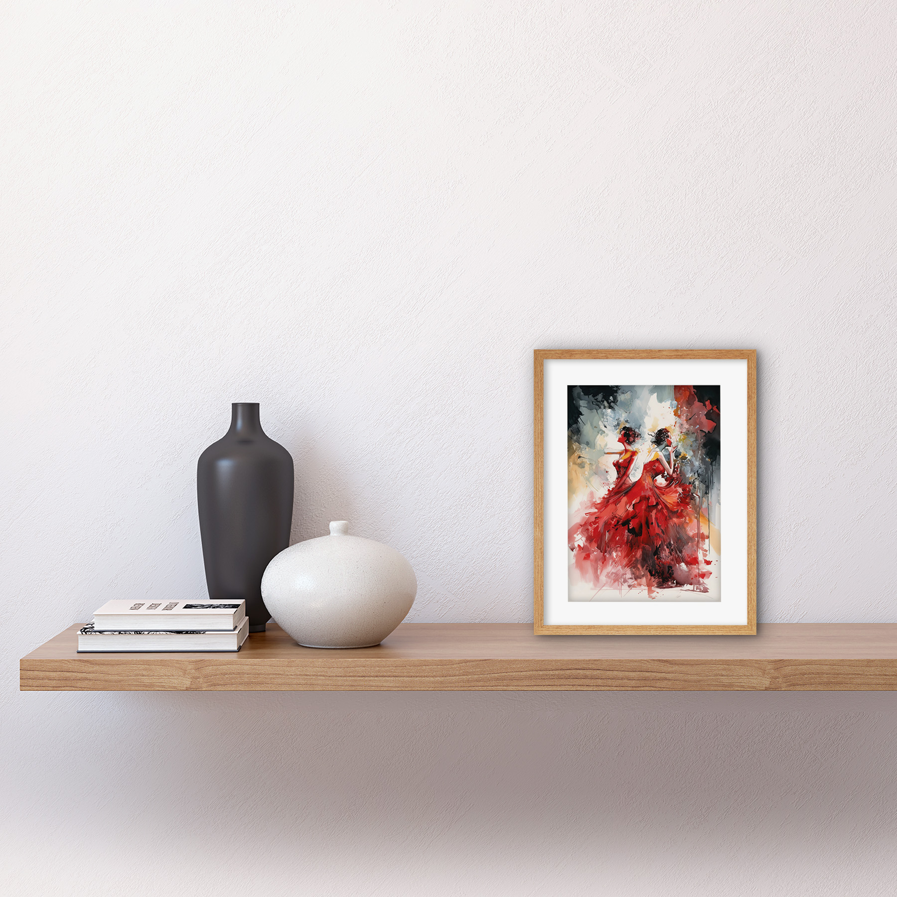 Flamenco Music Dancers Dancing Stage Red Dresses Framed Art Print Picture 9X7 In - Picture 15 of 25