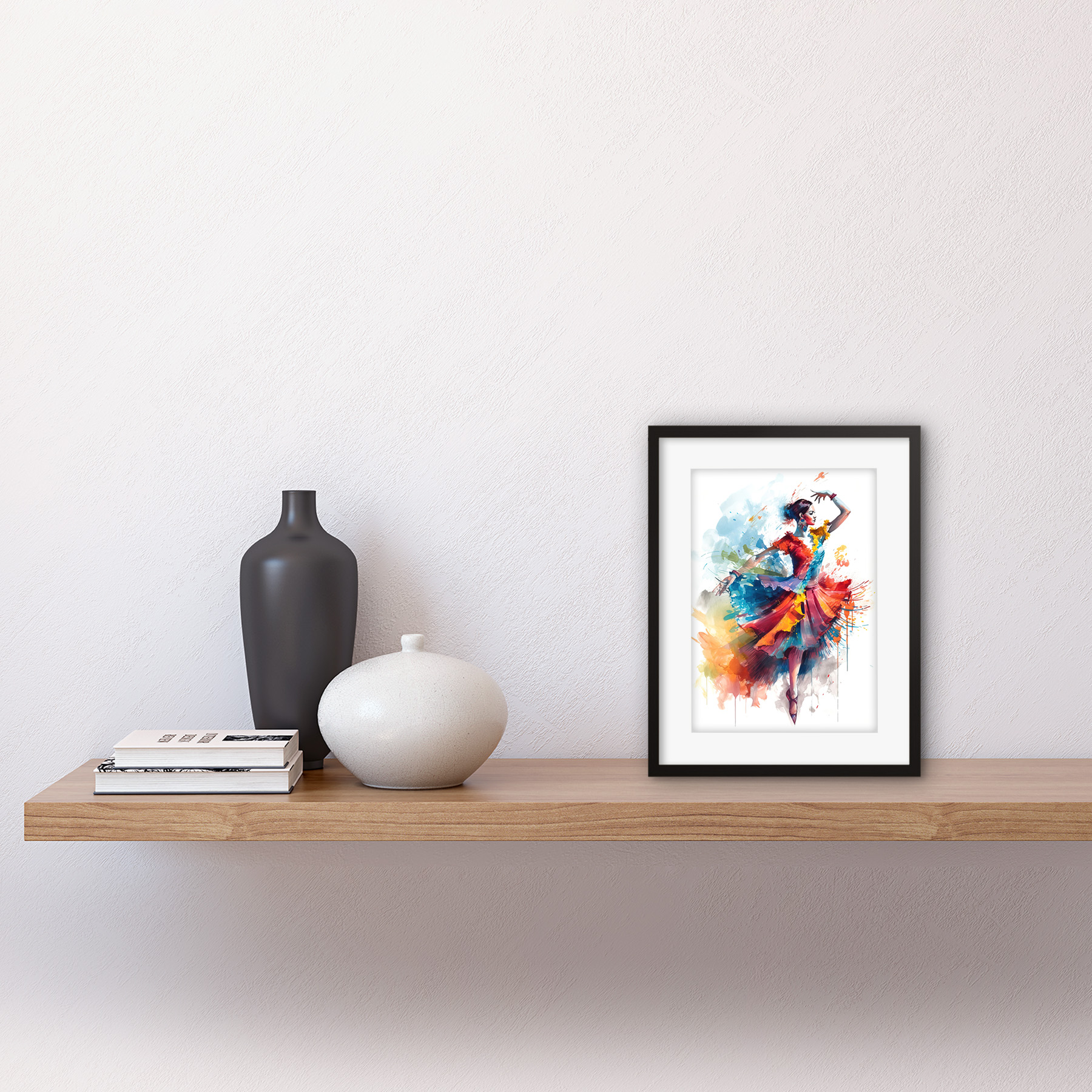 Flamenco Dancer Motion Rainbow Colour Dress Dance Framed Art Print Picture 9X7" - Picture 3 of 25