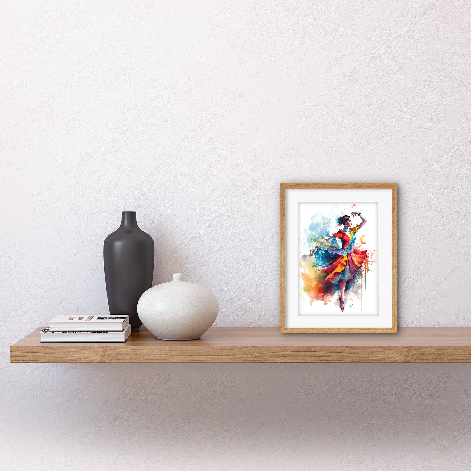 Flamenco Dancer Motion Rainbow Colour Dress Dance Framed Art Print Picture 9X7" - Picture 15 of 25
