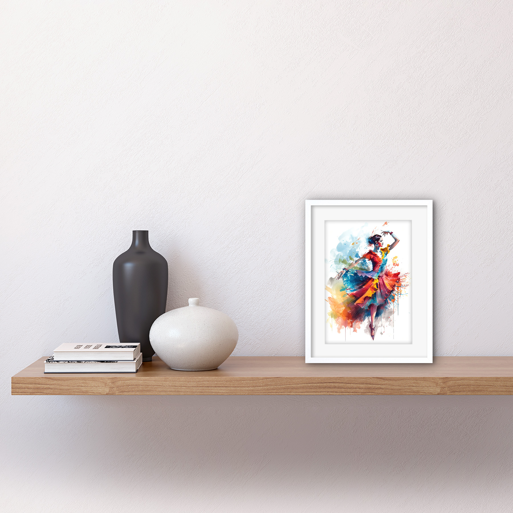 Flamenco Dancer Motion Rainbow Colour Dress Dance Framed Art Print Picture 9X7" - Picture 21 of 25