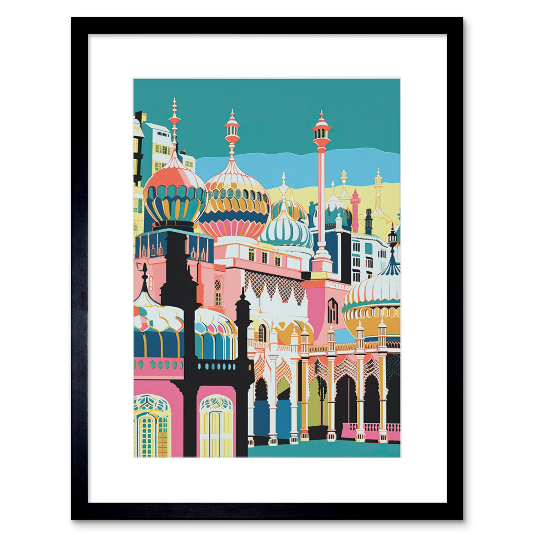 Brighton Royal Pavilion Multicoloured Architecture Framed Wall Art Picture 9X7""