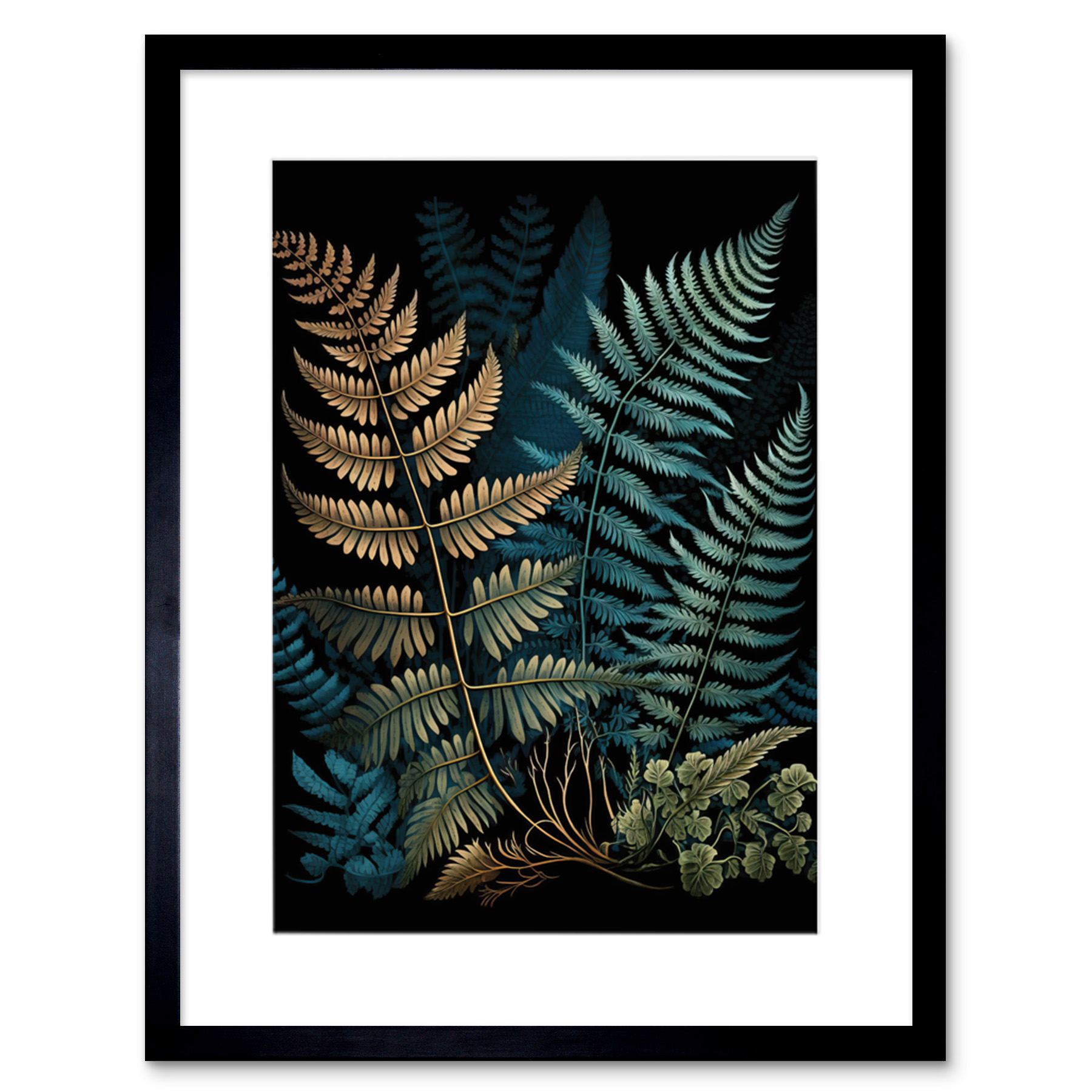 Detailed Botanical Illustration Fern Frond Species Framed Wall Art Picture 9X7""